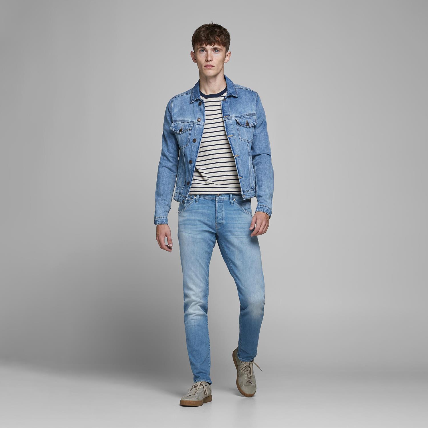 Mens denim jeans, Jack & Jones Glenn fox, Slim fit Blue Black or Light Blue Wash - Picture 23 of 30