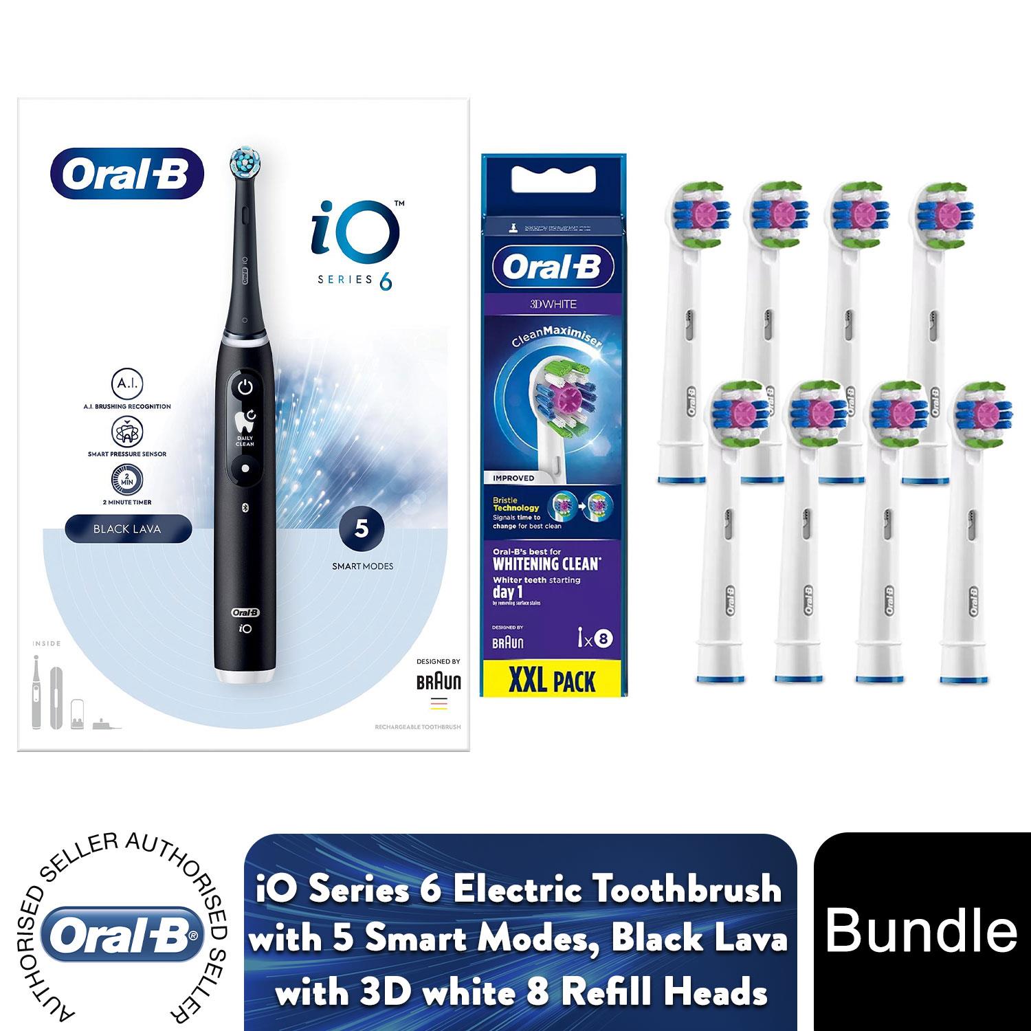 Oral-B iO Series 6 Elektrische Wiederaufladbare Zahnbürste - Schwarz mit 8x Nachfüllköpfen - Bild 12 von 66