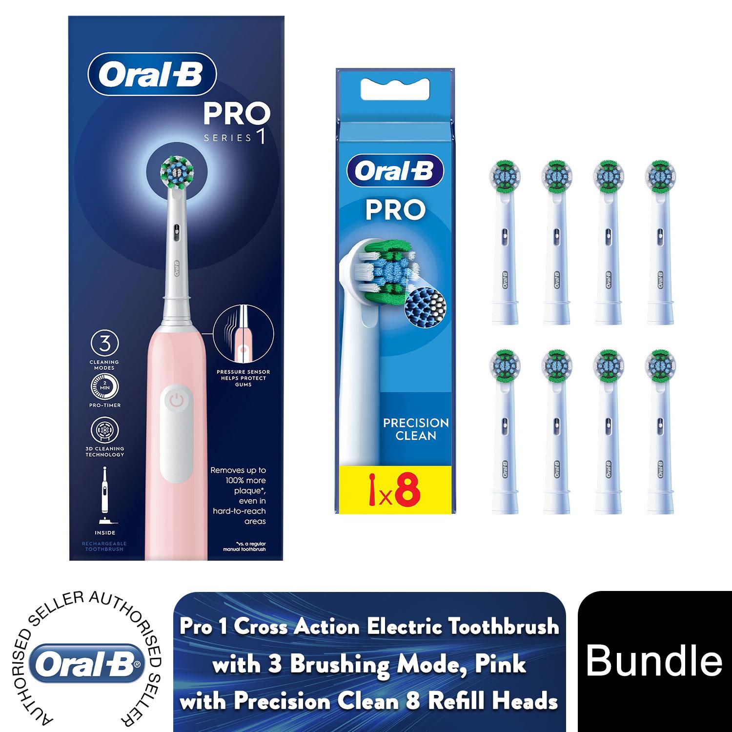 Oral-B Pro 1 Cross-Action Elektrische Zahnbürste Pink 3 Modi mit 8x Nachfüllköpfen - Bild 44 von 65