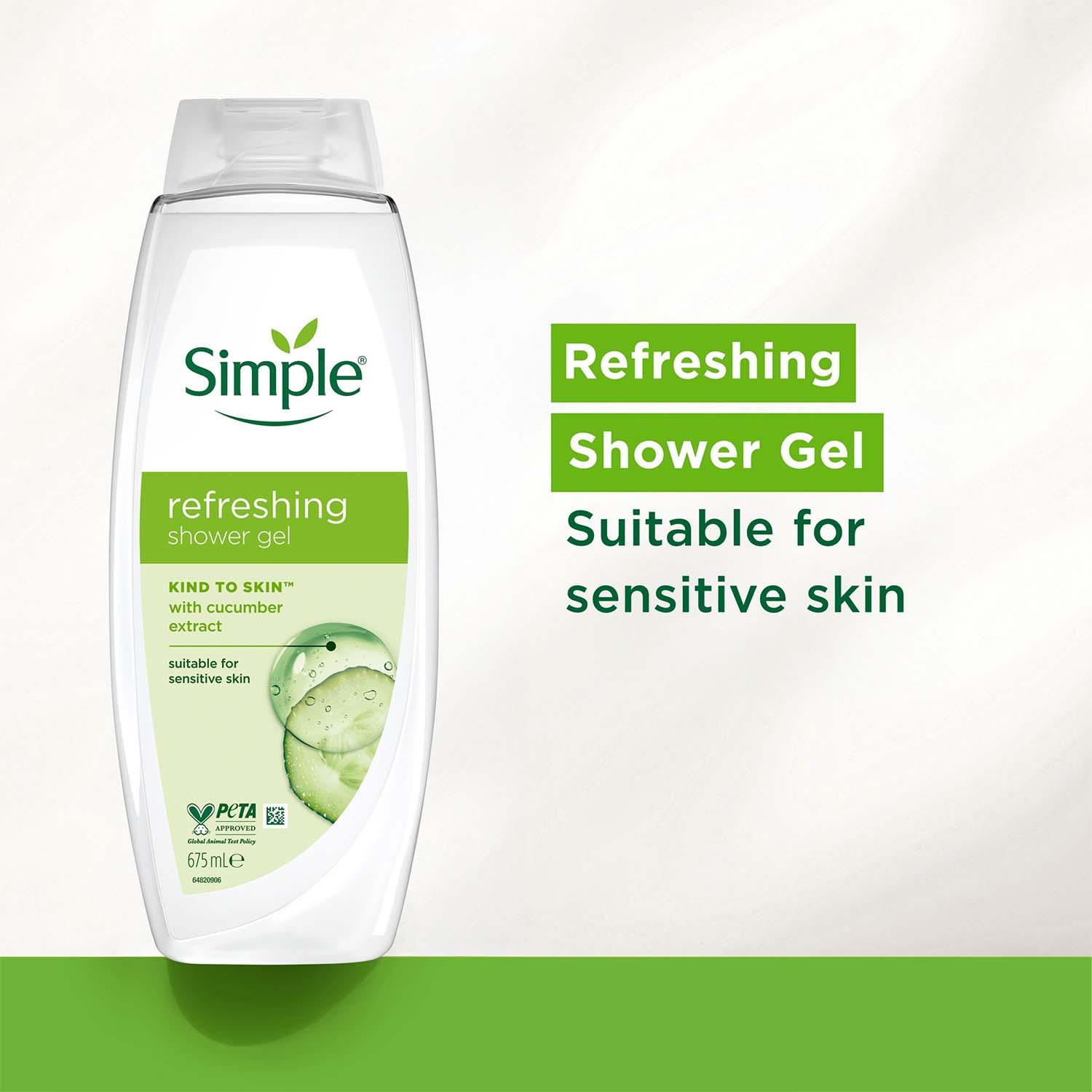 Simple Kind To Skin Shower Gel 675ml - Refreshing/Nourishing/Sensitive Body Wash - Image 5