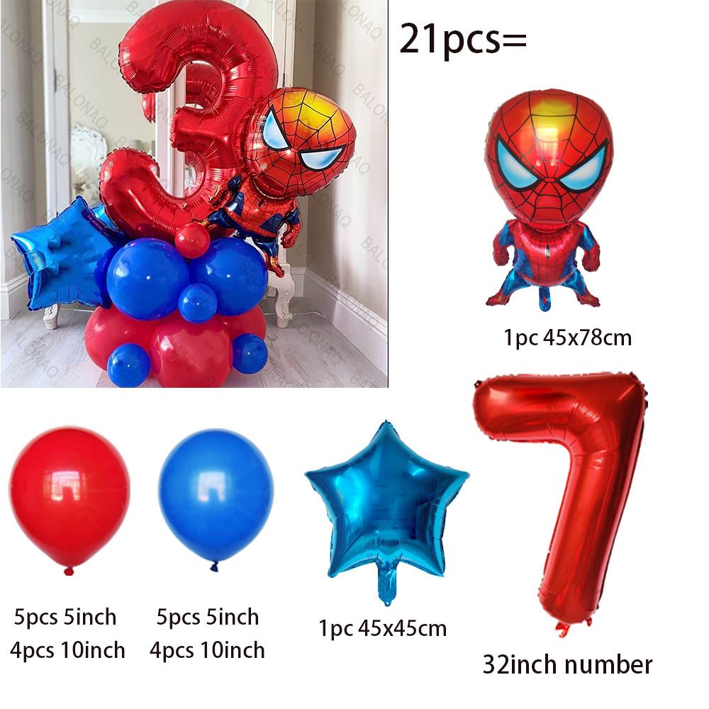 Juego de globos de aluminio Disney 21 piezas Spiderman para decoración de fiestas infantiles - Imagen 9 de 10