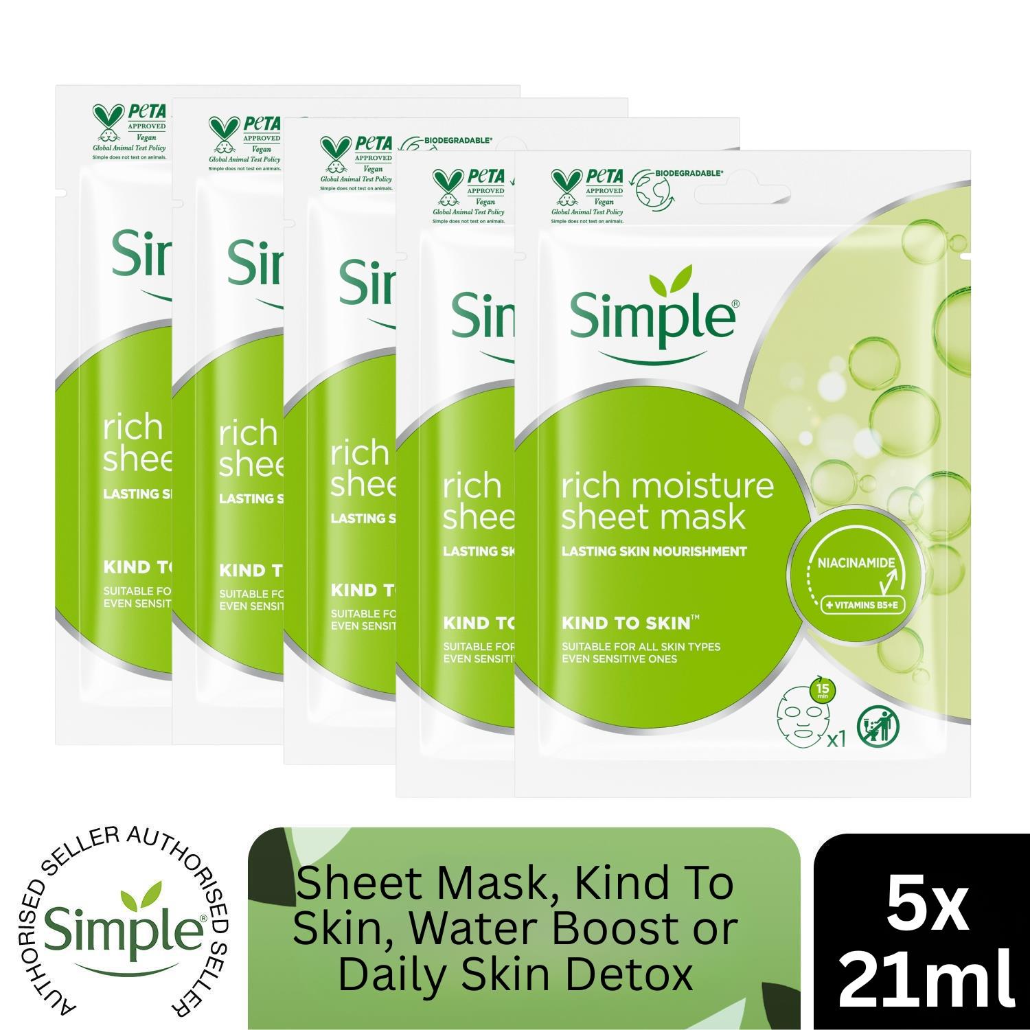 Simple rich moisture sheet mask kind to skin 21ml - 5 PACK - Image 4