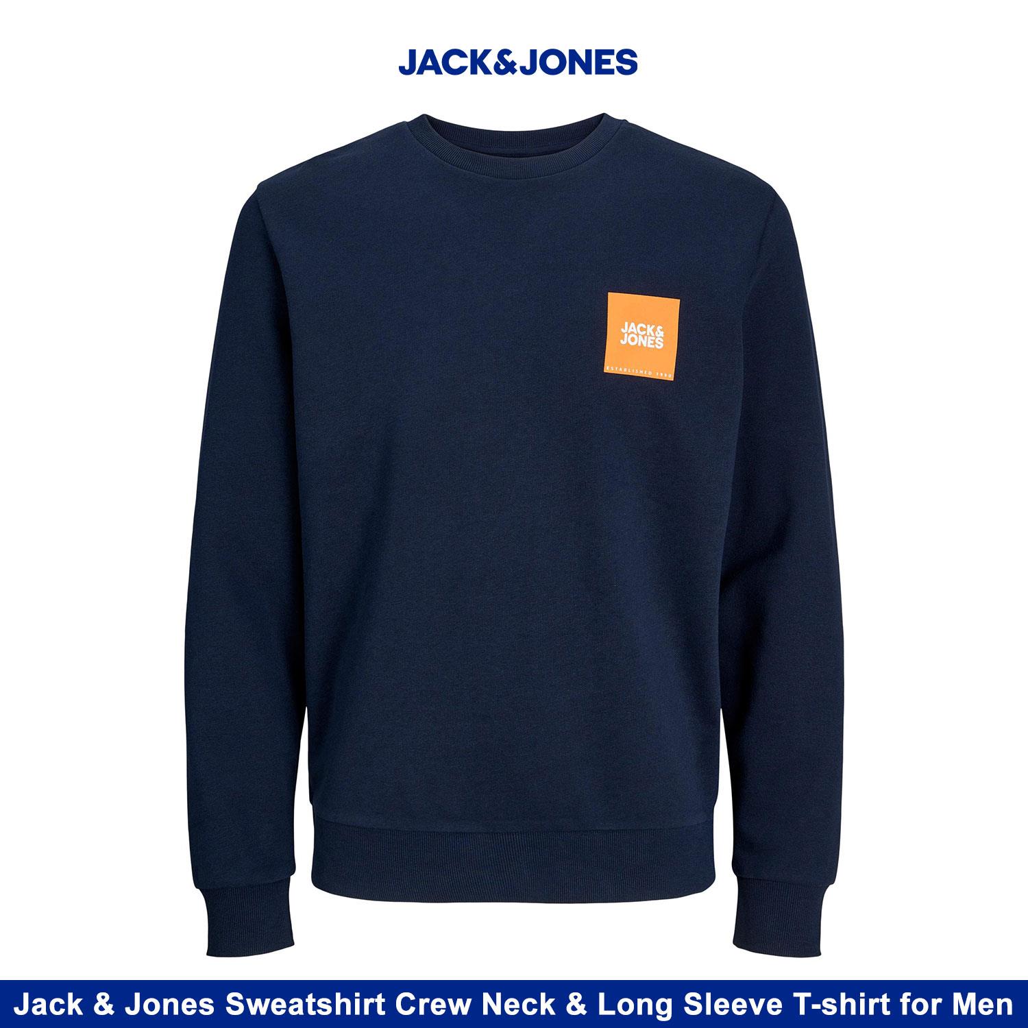 Jack & Jones Sweatshirt Crew Neck & Long Sleeve T-shirt for Men Navy Blazer - Picture 7 of 12