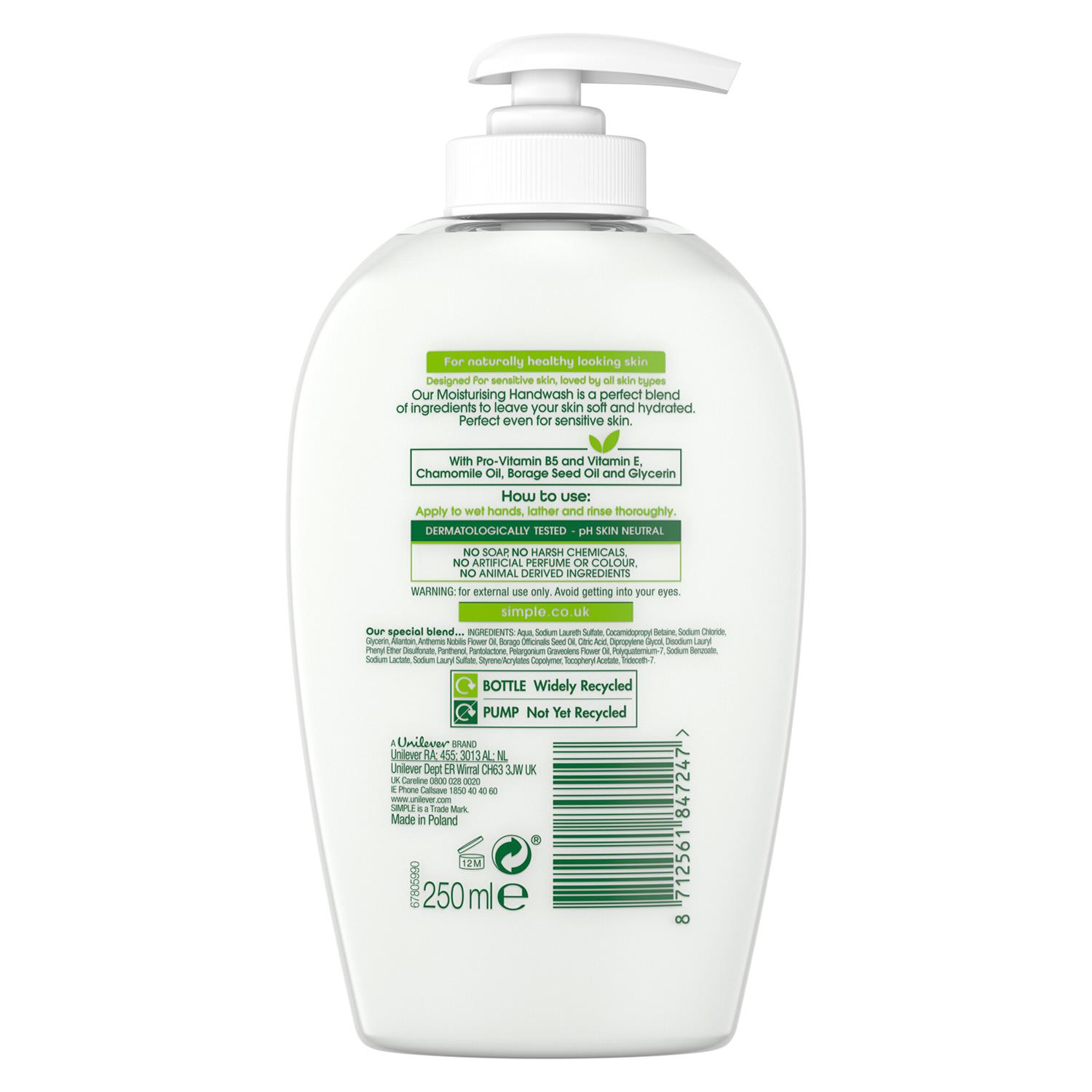 3xor6x 250ml Simple KindtoSkin Sensitive Skin Experts Hand Wash With Natural Oil - Picture 60 of 70