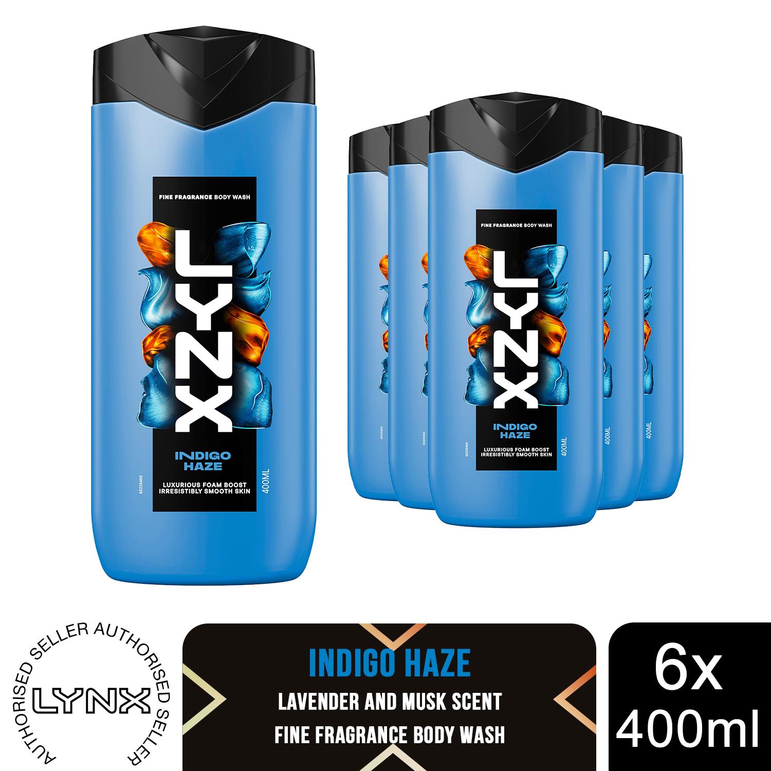 Lynx Fine Fragrance Indigo Haze Body Wash Premium Scent Lavender Musk 400ml
