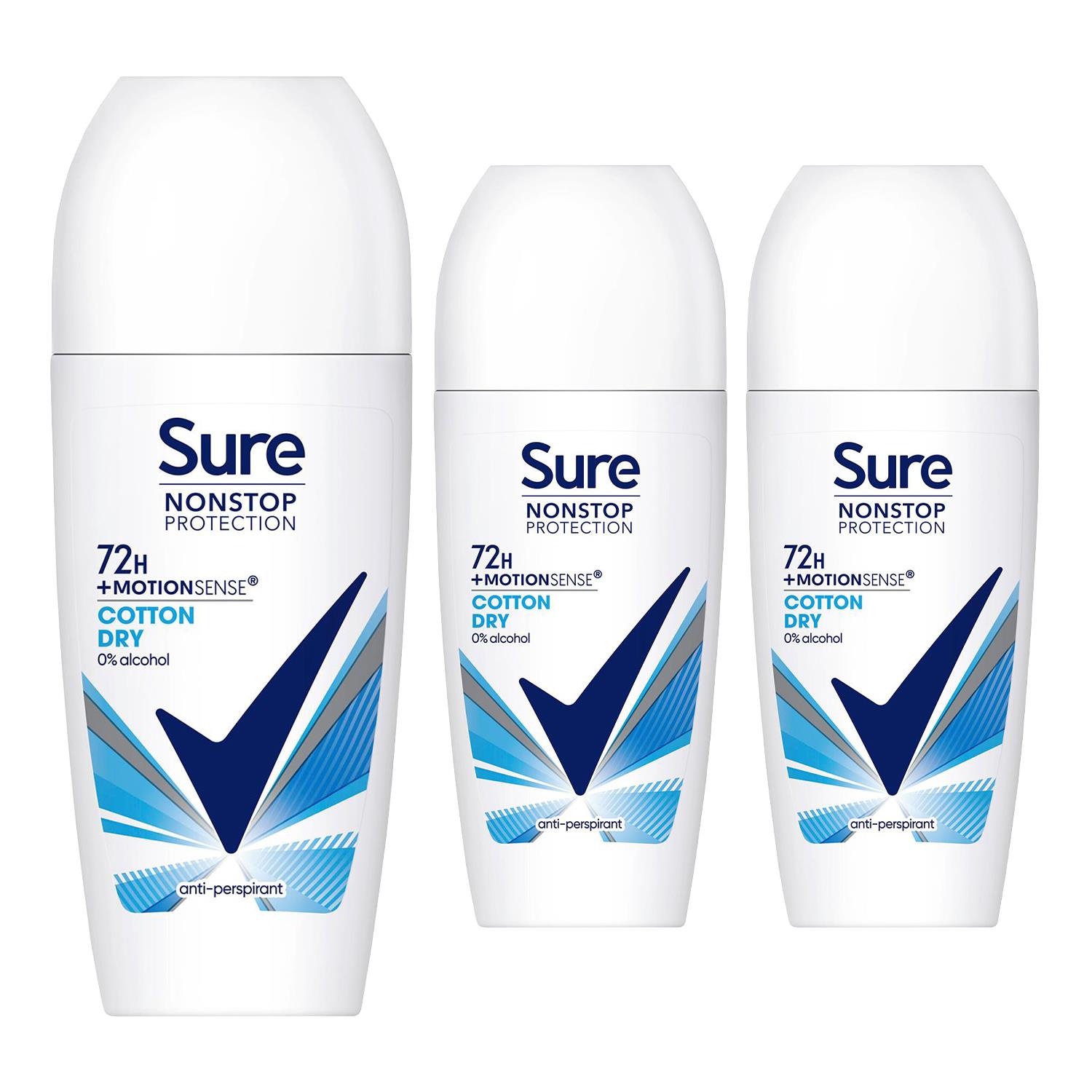 Sure Women Motion Sense AP Deodorant Roll-on 72H Nonstop, Protection 50ml, 3Pack - Picture 19 of 46
