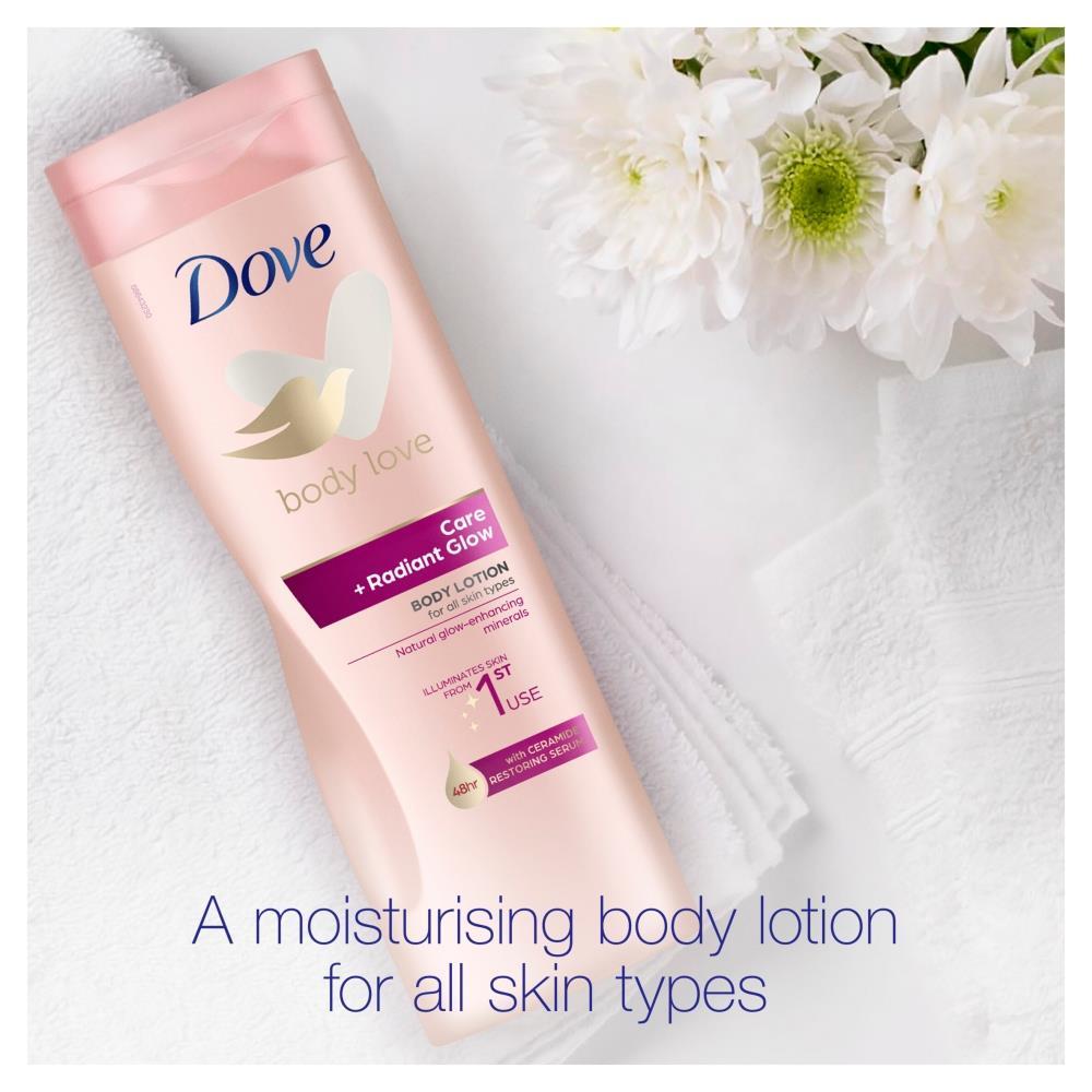 Dove Body Lotion Body Love Care+Radiant Glow for All Skin Types 400ml, 3 or 6 Pk - Picture 12 of 25