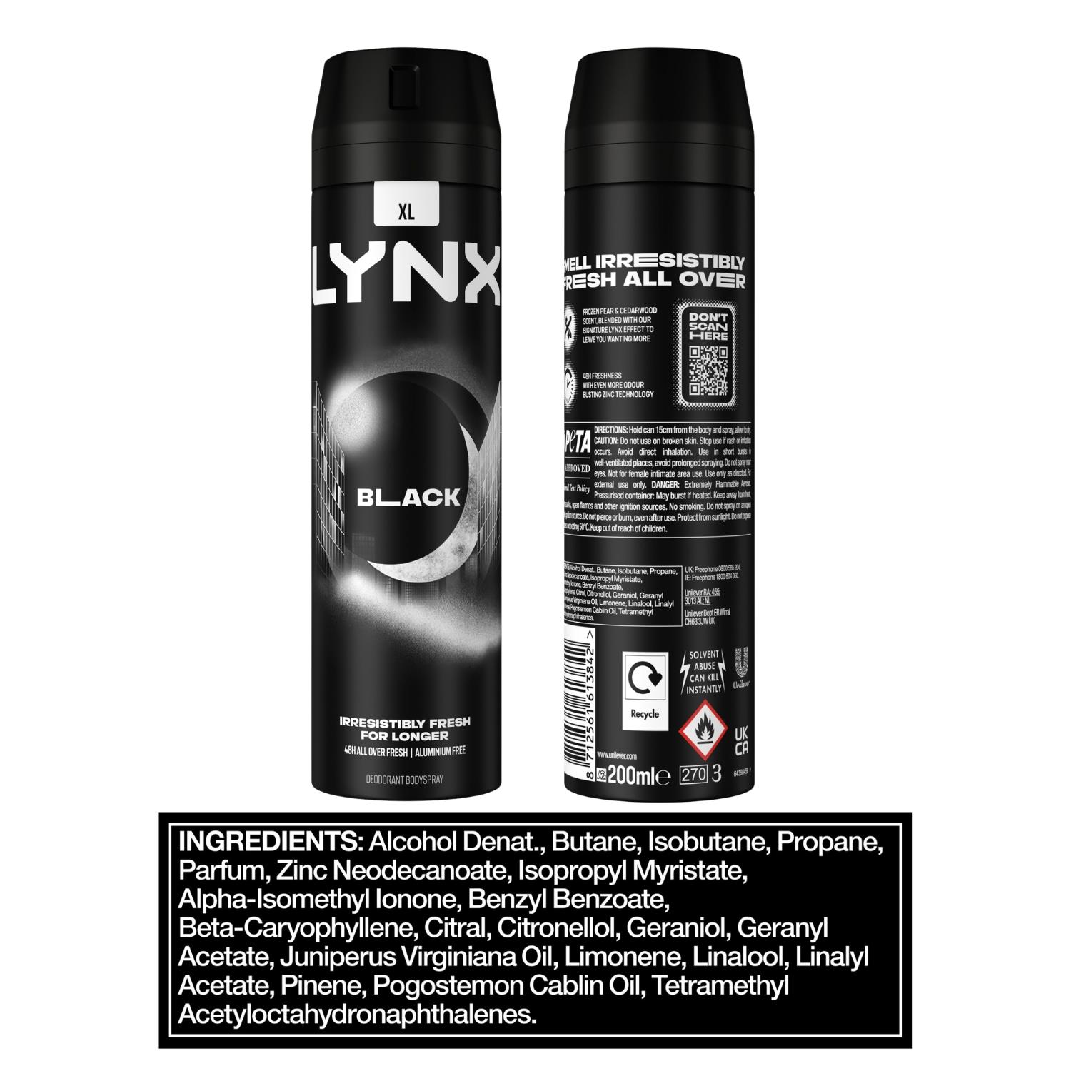 Lynx XL 48-Hour High Definition Fragrance Body Spray Deodorant, 6