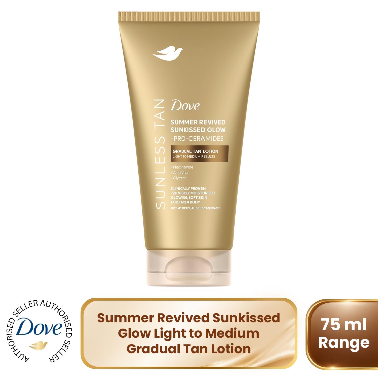 Dove Summer Revived Tanning Lotion 75ml- 1/3/6/12 Pack, For Sunkissed Glow