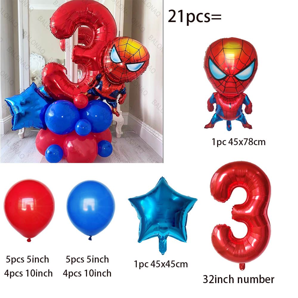 Juego de globos de aluminio Disney 21 piezas Spiderman para decoración de fiestas infantiles - Imagen 2 de 10