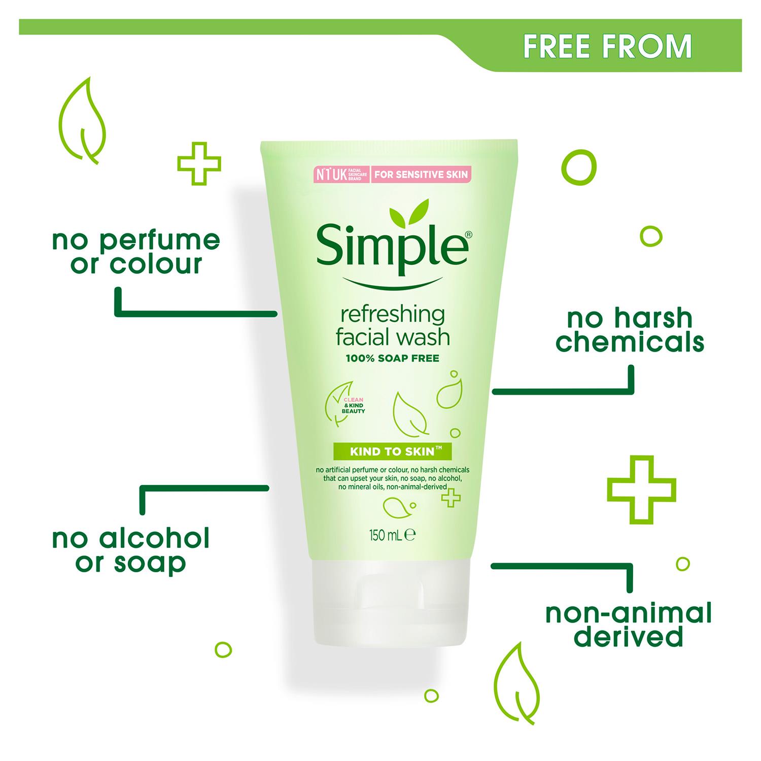 3 x 150ml Simple Kind to Skin Refreshing Soap Free Facial Gel Wash - Picture 16 of 19