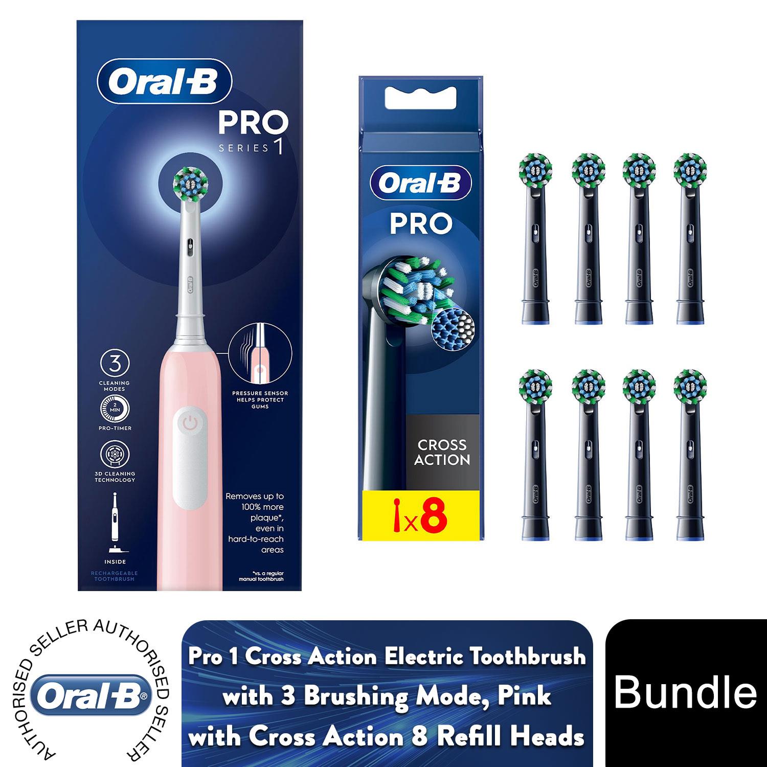 Oral-B Pro 1 Cross-Action Elektrische Zahnbürste Pink 3 Modi mit 8x Nachfüllköpfen - Bild 22 von 65
