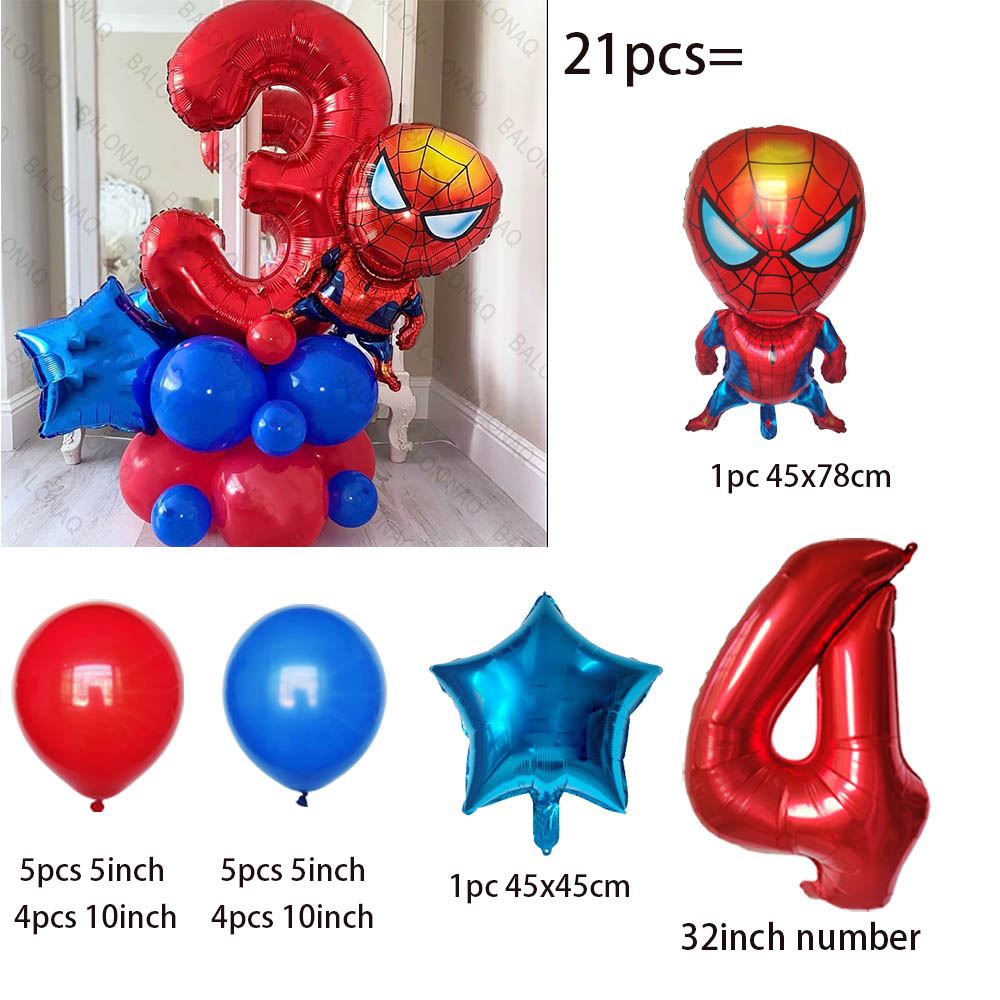 Juego de globos de aluminio Disney 21 piezas Spiderman para decoración de fiestas infantiles - Imagen 7 de 10