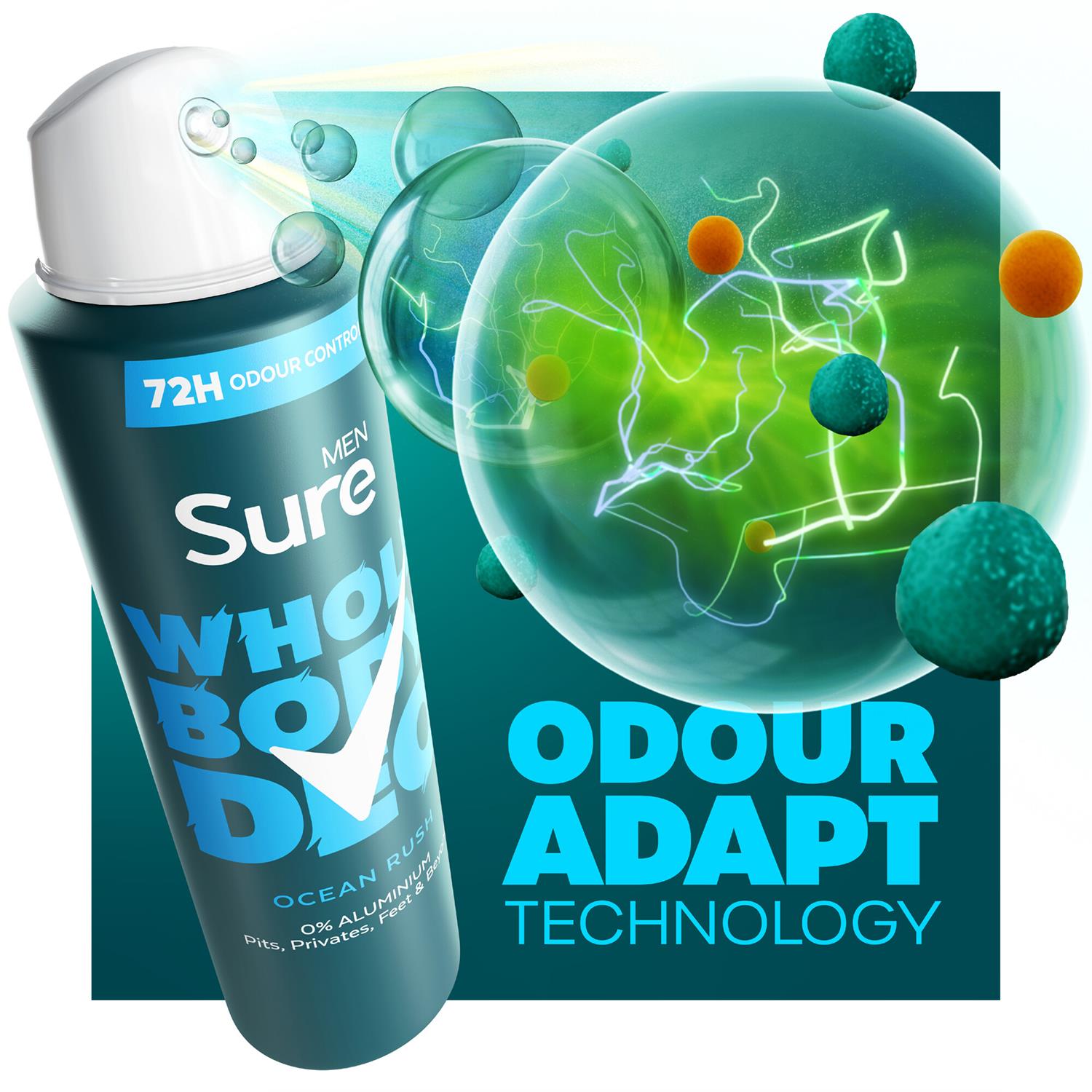 Sure Men Whole Body Deodorant Spray Ocean Rush & Active Fresh, 150ml - Picture 80 of 88
