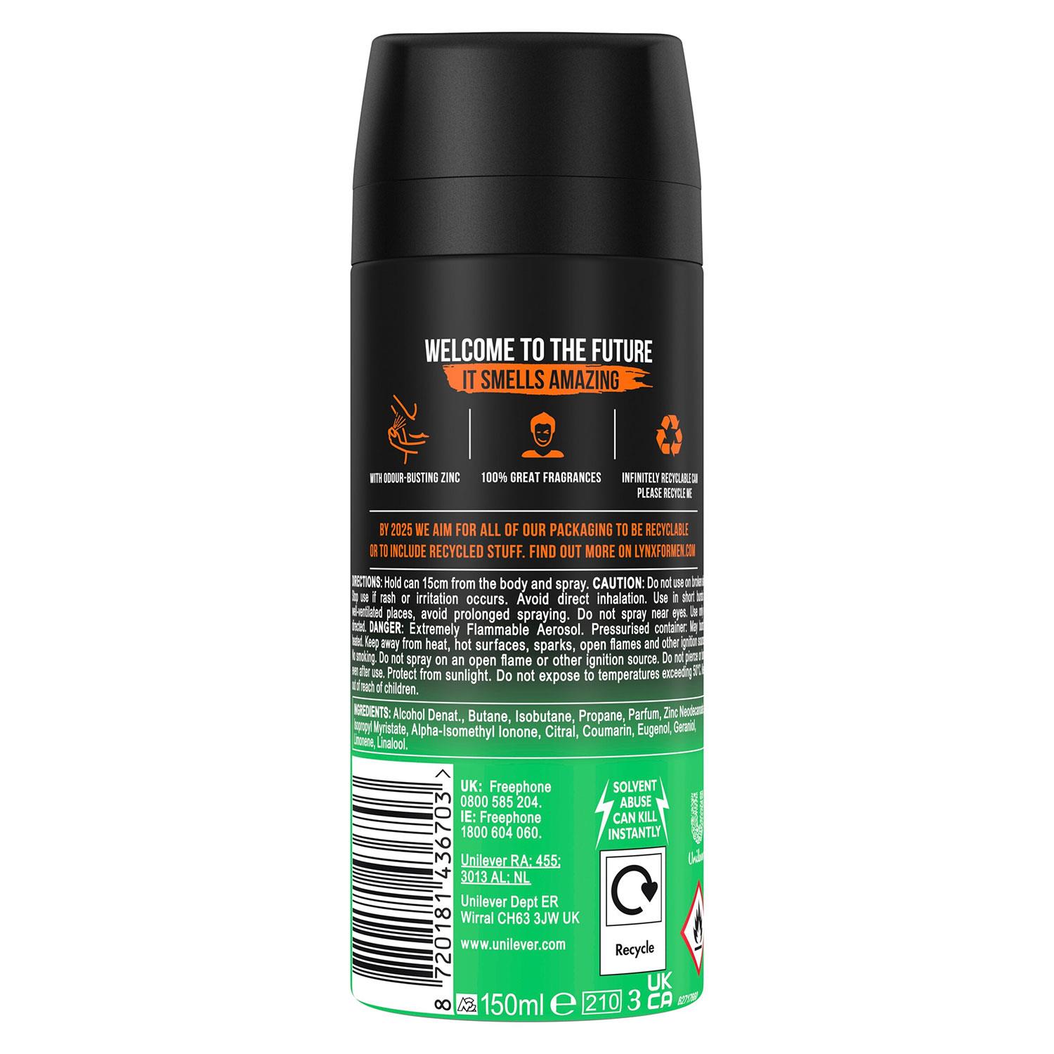 Lynx 48-Hour Odour Protection Body Spray Deodorant, 3 or 6 Pack, 150ml - Picture 177 of 185
