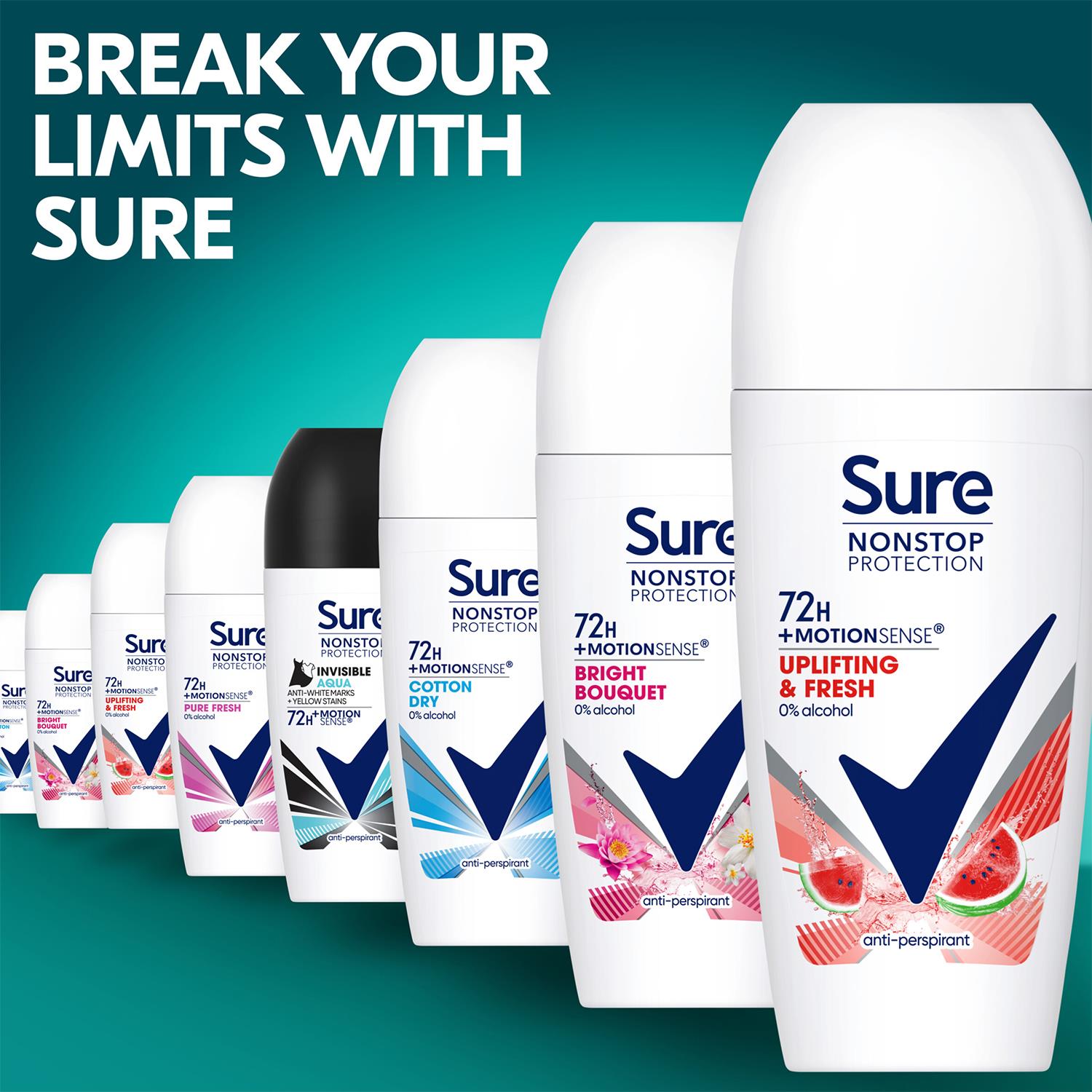 Sure Women Motion Sense AP Deodorant Roll-on 72H Nonstop, Protection 50ml, 3Pack - Picture 42 of 46