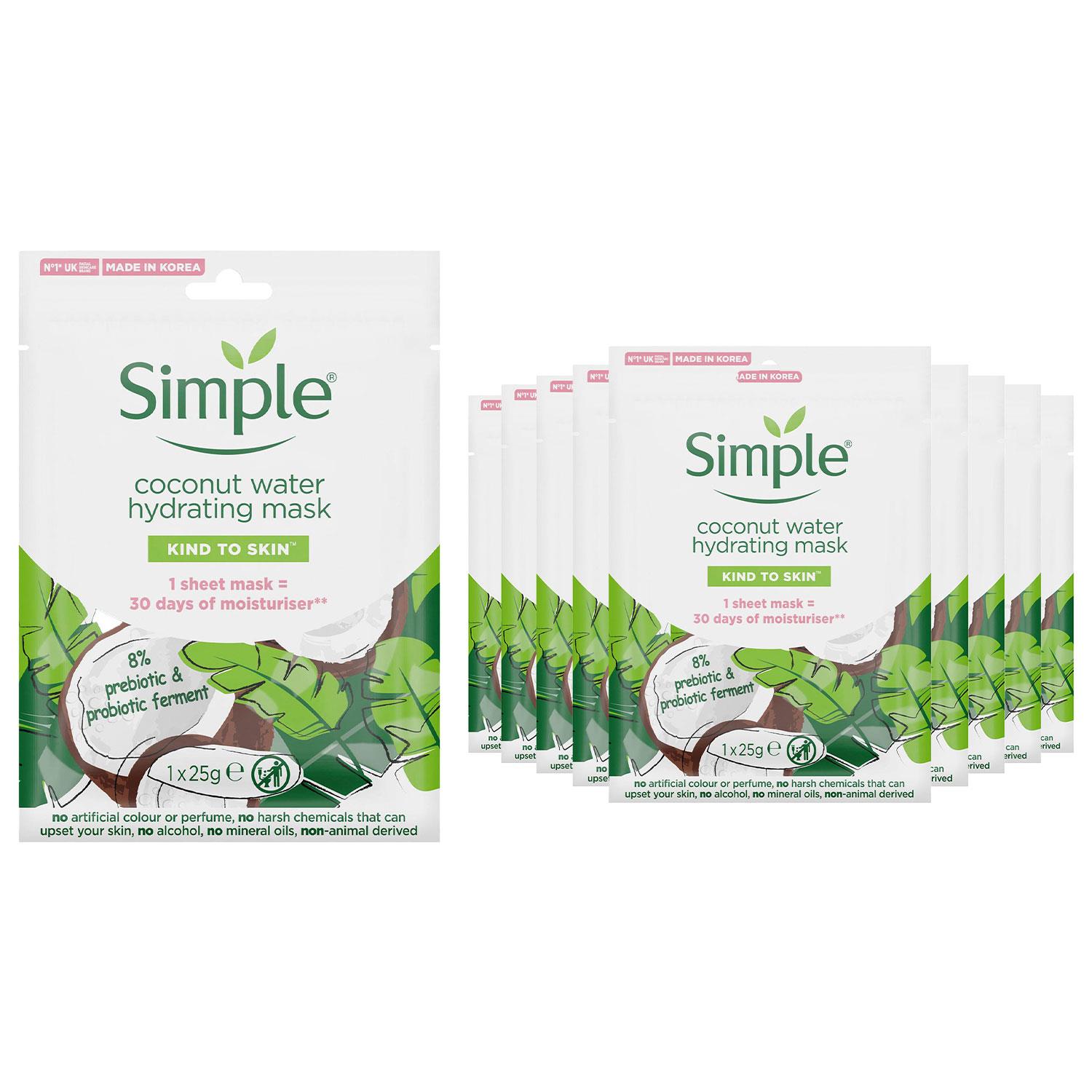 5/10x Simple Hydrating CoconutWater SheetMask with 8% PrePro Biotich Ferment,25g - Picture 16 of 16