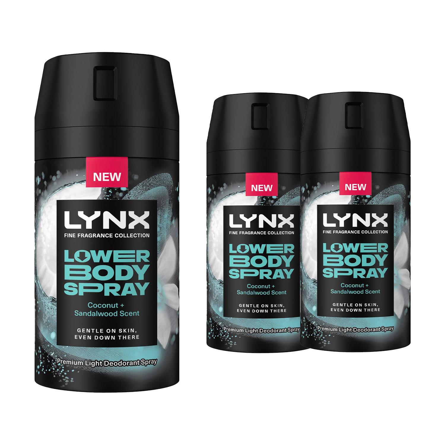 Lynx Lower Body Spray Coconut + Sandalwood & Pear + Cedarwood 100ml, 3 Pack - Picture 14 of 24