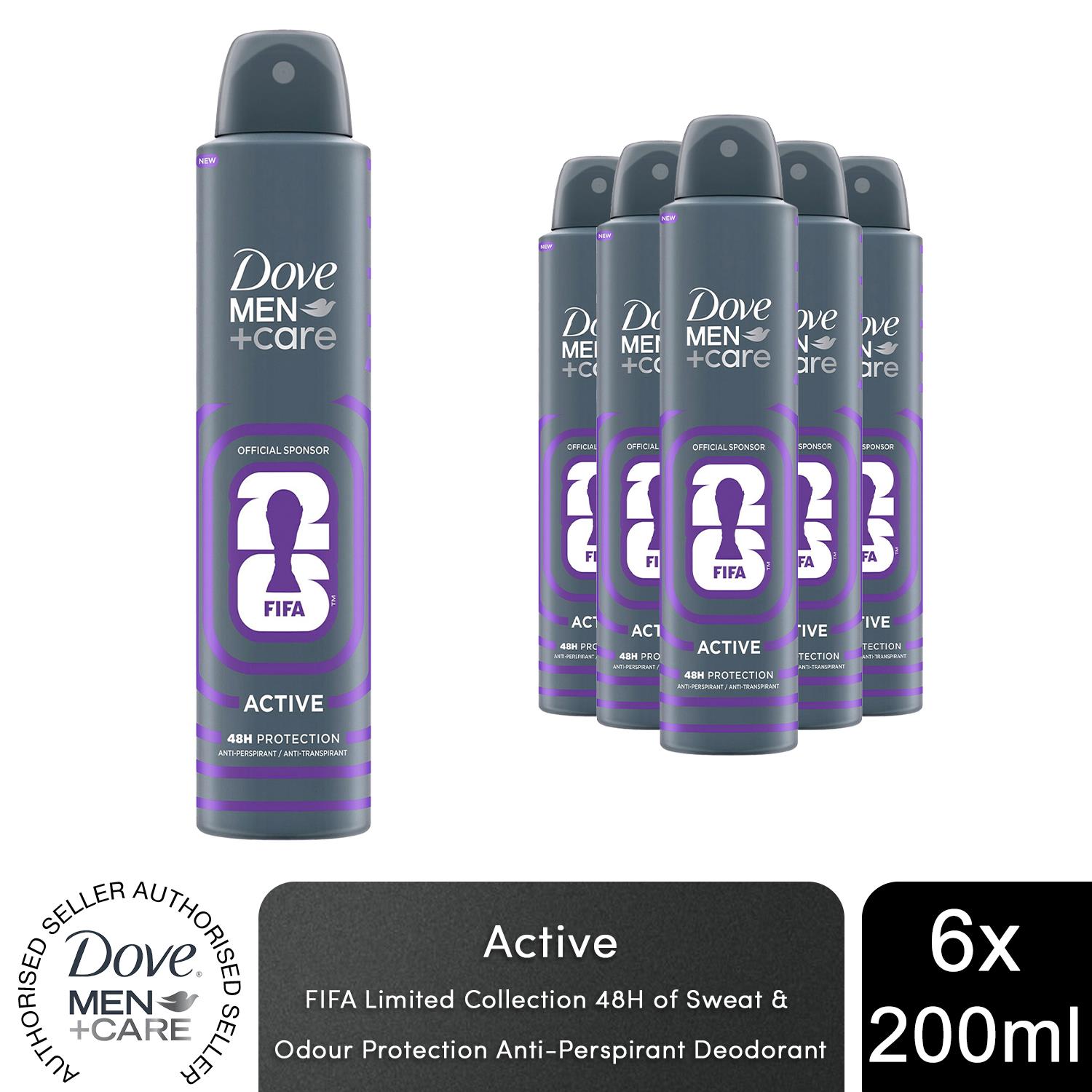 Dove Men+Care FIFA Active Anti-Perspirant Deodorant Spray 48H Protection 6x200ml