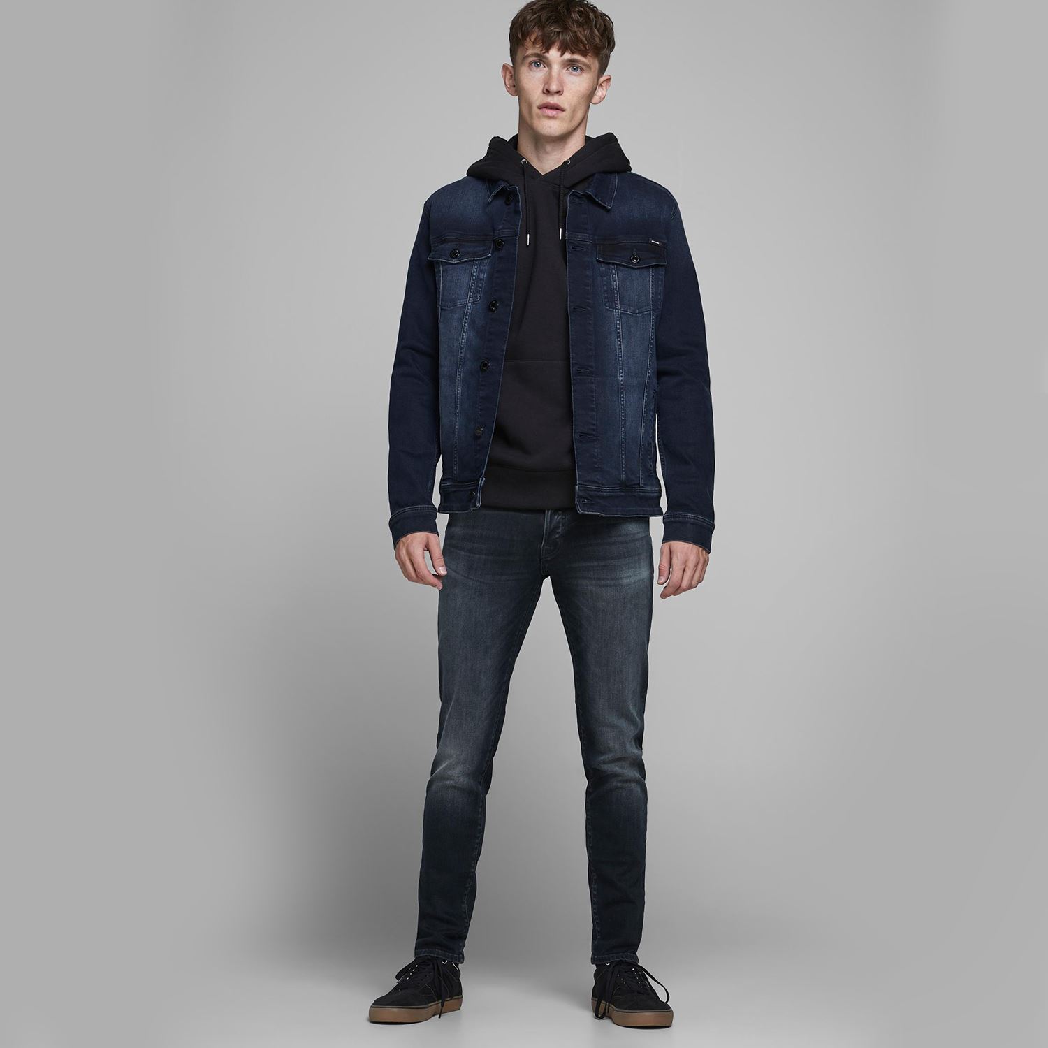 Mens denim jeans, Jack & Jones Glenn fox, Slim fit Blue Black or Light Blue Wash - Picture 16 of 30