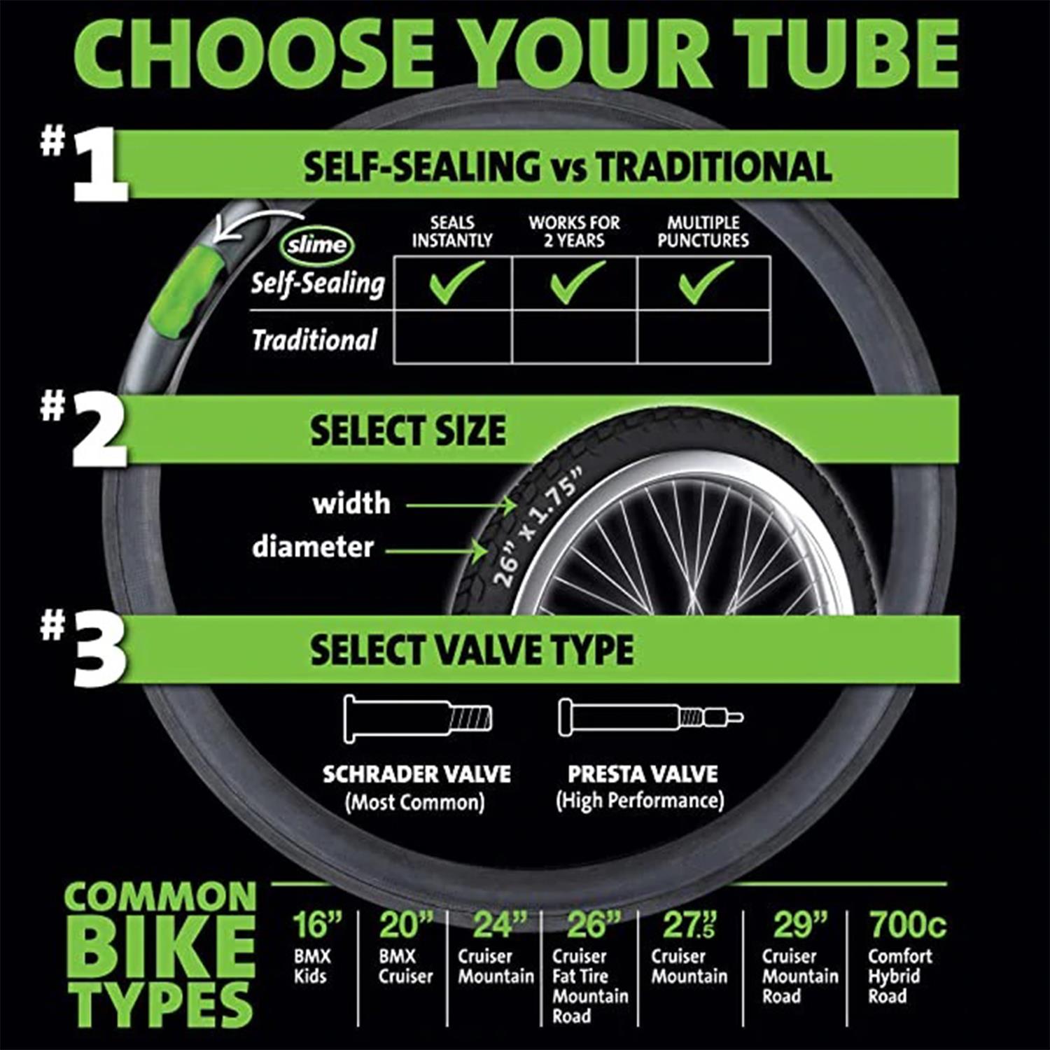 Slime Bike Inner Tubes, Schrader or Presta Calve, Various sizes - Picture 18 of 31