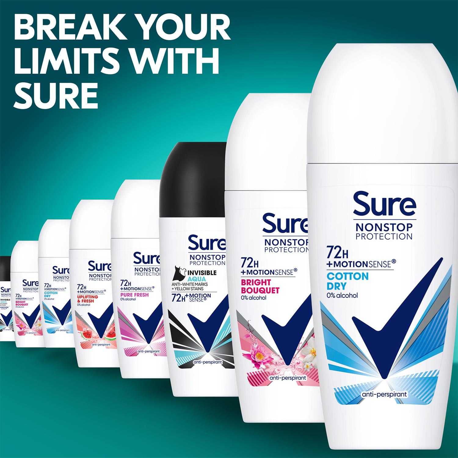 Sure Women Motion Sense AP Deodorant Roll-on 72H Nonstop, Protection 50ml, 3Pack - Picture 12 of 46