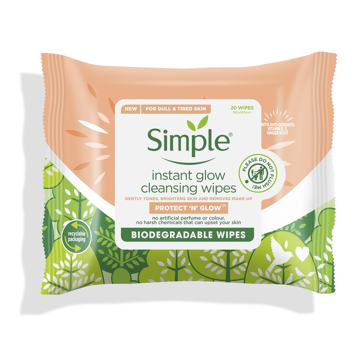 Simple Biodegradable Cleansing Facial Wipes, 3x20 Wipes - Picture 52 of 54