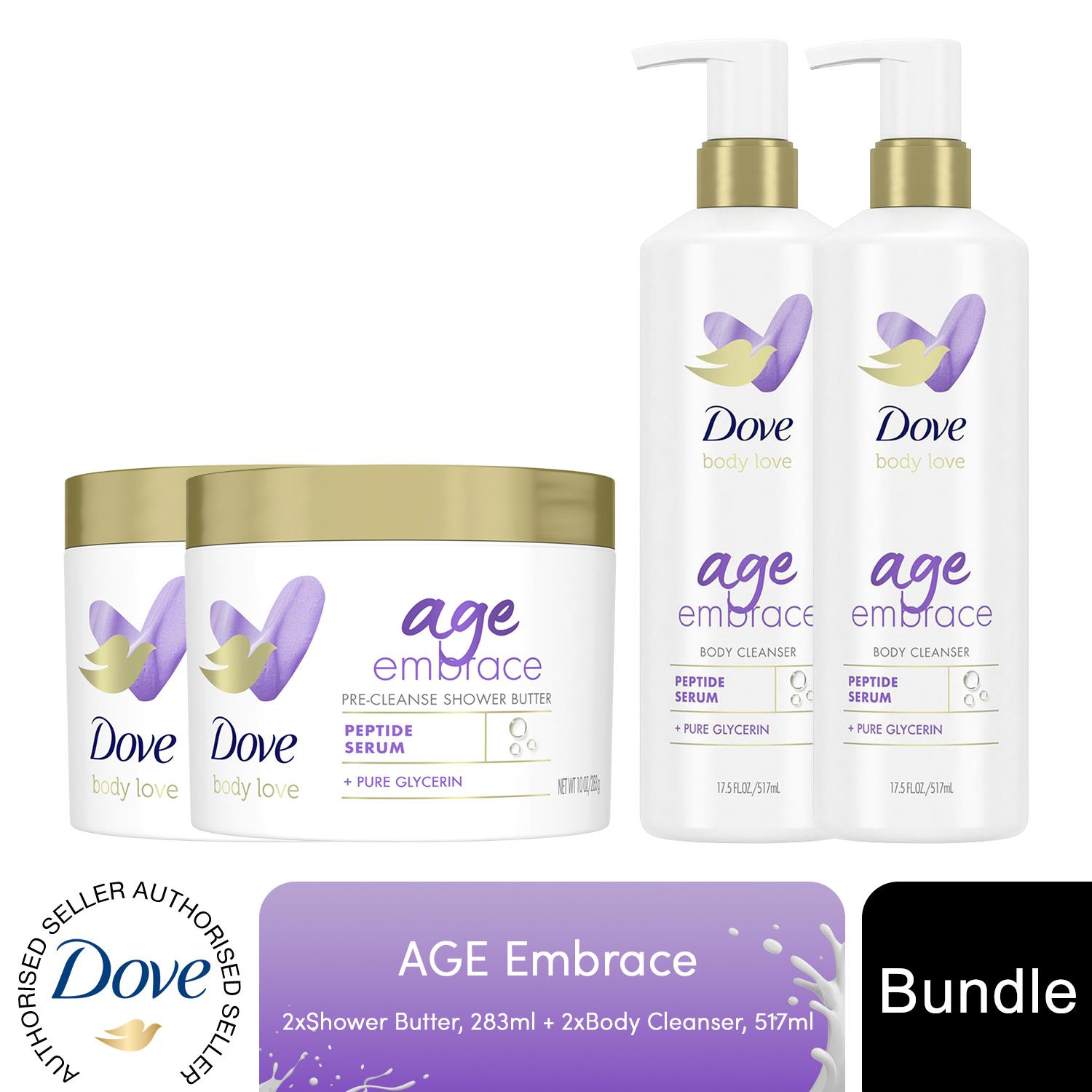 Dove Body Love Skincare Age Embrace or Moisture Boost, Cleanser & Butter, 2 Pack
