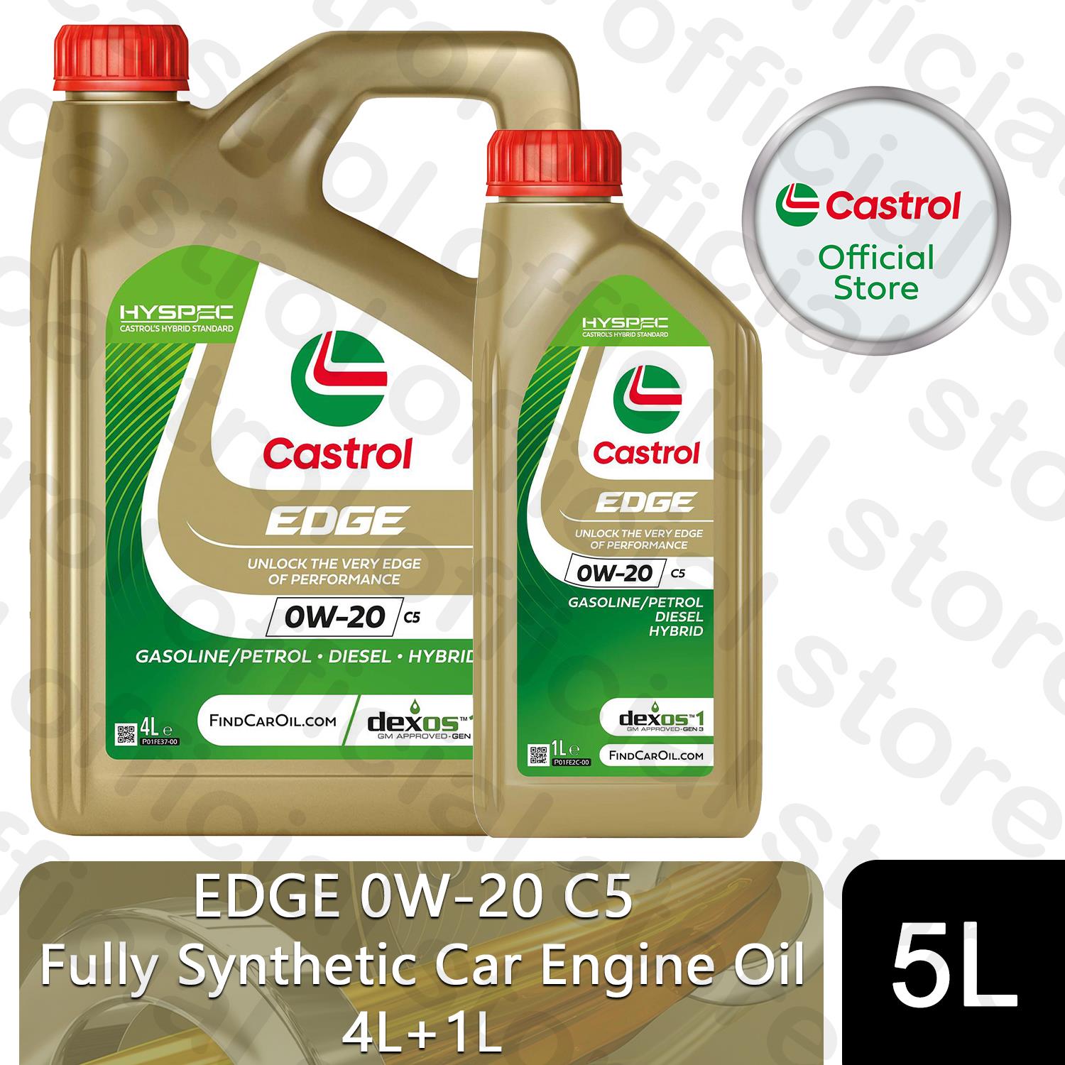 Castrol EDGE 0W-20 C5 Fully Synthetic Engine Oil w/ Hyspec Standard, 1, 4, 5, 8L - Picture 9 of 12