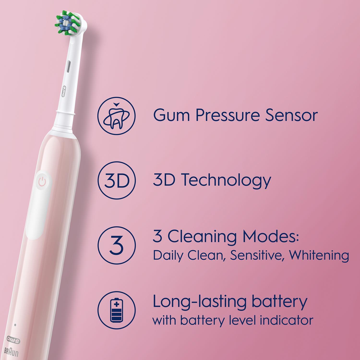 Oral-B Pro 1 Cross-Action Elektrische Zahnbürste Pink 3 Modi mit 8x Nachfüllköpfen - Bild 37 von 65