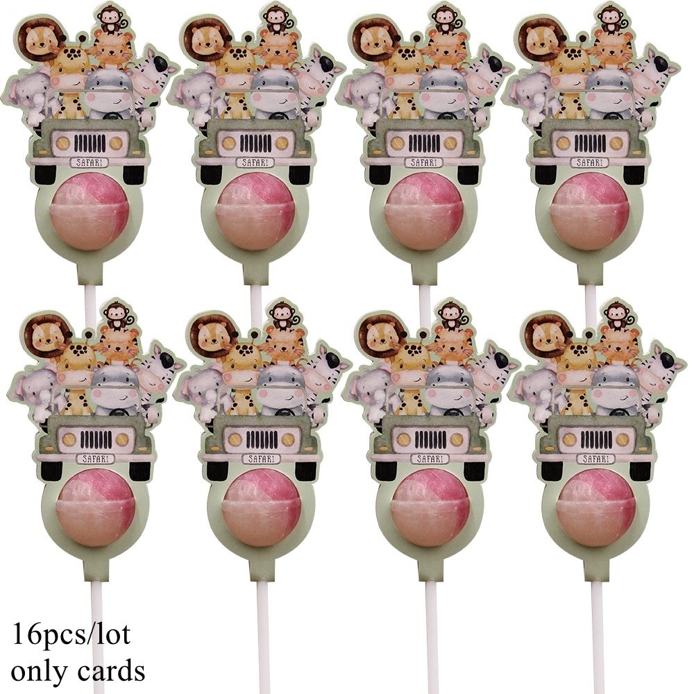 Tissy 16PCS Wild Animal Lollipop Cards for Jungle Safari Parties - Picture 8 of 10
