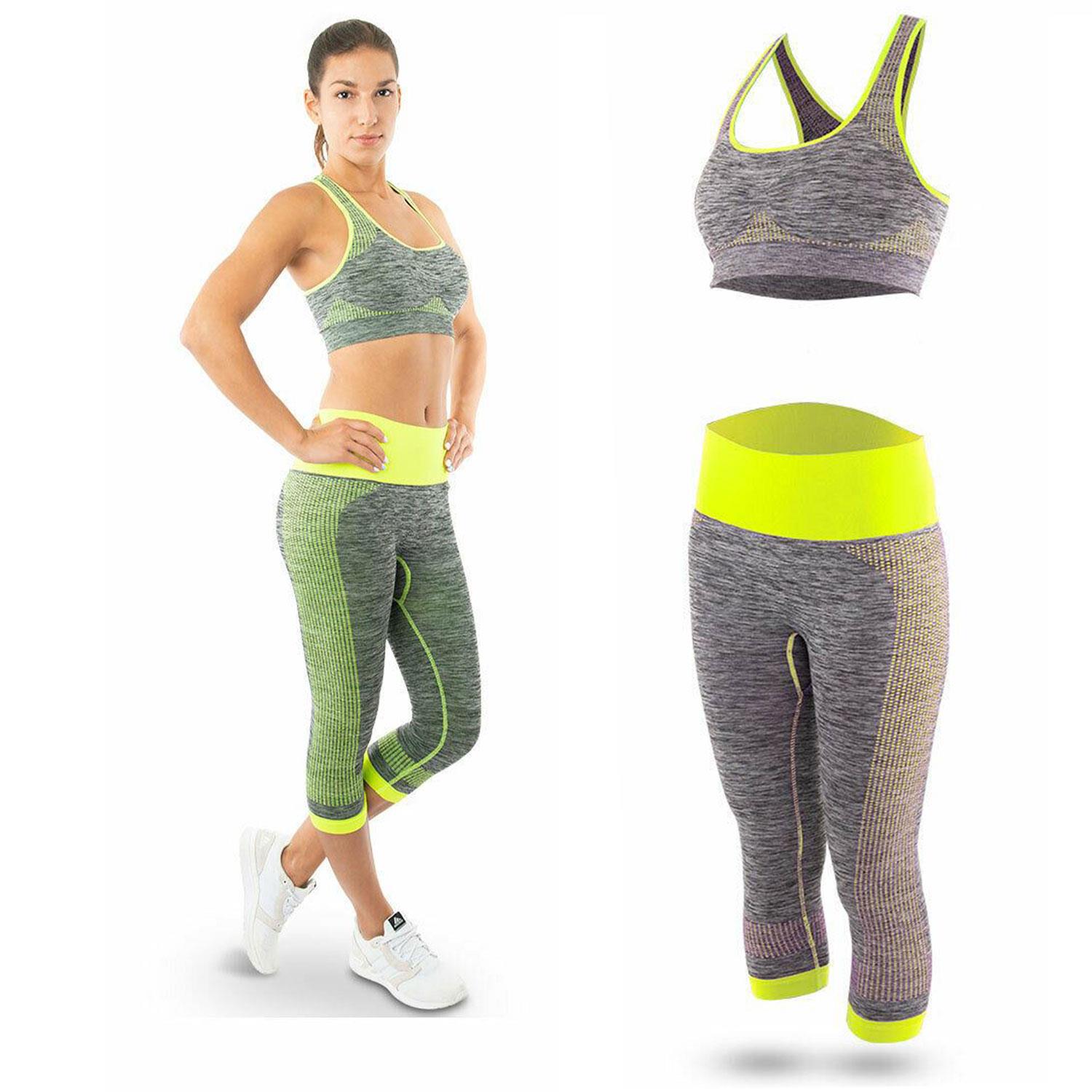 Aquarius Fitness Women Yoga Sportswear Set Green or Pink - Picture 14 of 32
