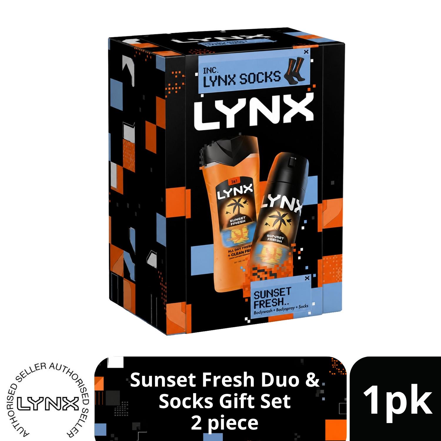 LYNX Sunset Fresh Duo & Socks Gift Set 2 piece, Choose Your Pack Size 1,2,3 or 4