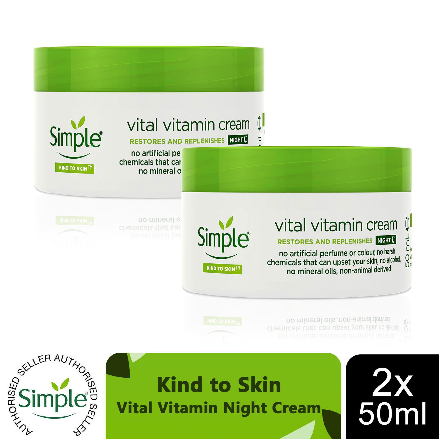 Simple Kind To Skin Vital Vitamin Night Cream Restores And Replenishes Skin Face Moisturiser 50 Ml - Image 5