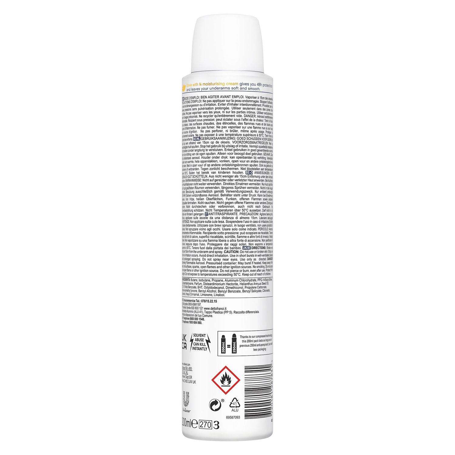 Dove Anti-Perspirant with 48H Sweat Protection Deodorant Spray 200ml, 6 Pack - Picture 20 of 56