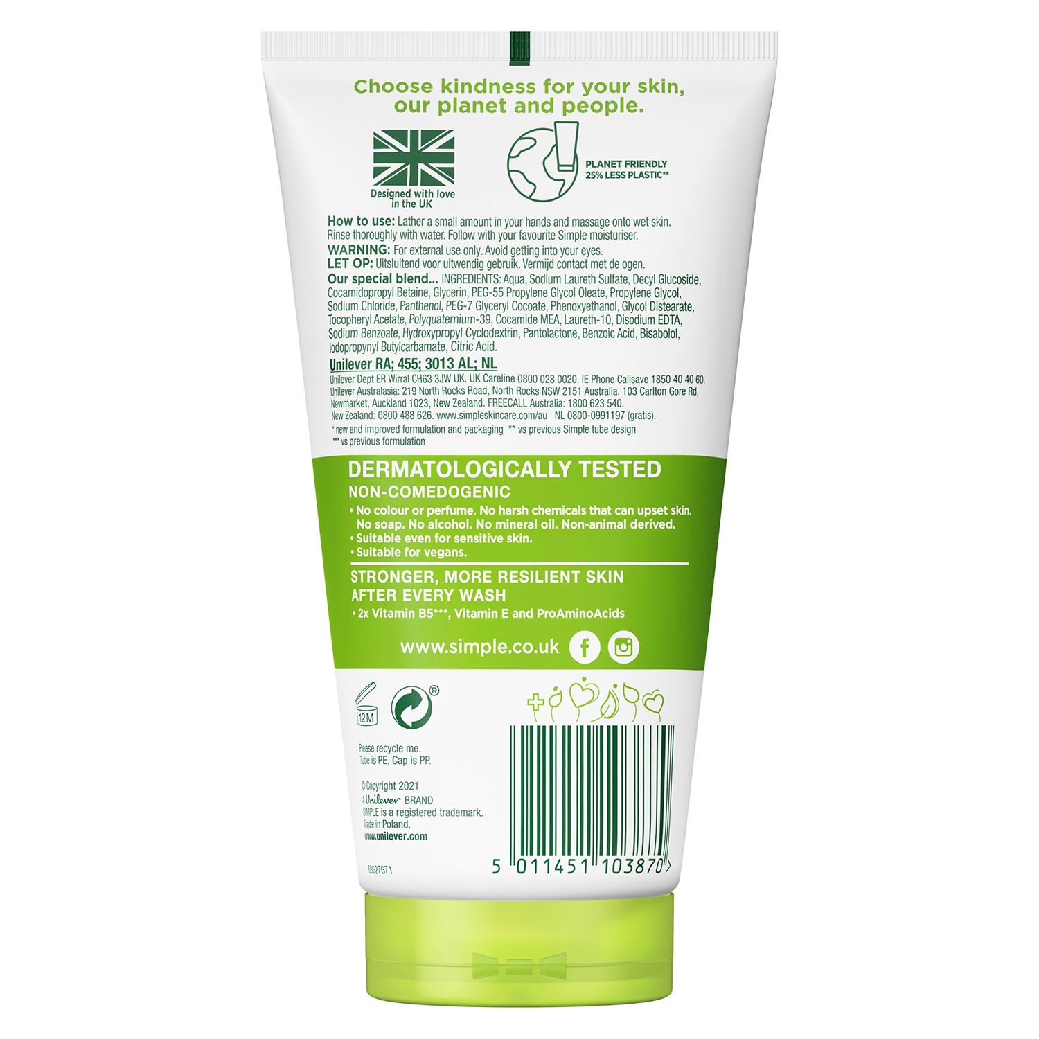 2x150ml Simple Kind to Skin Moisturising/Purifying FacialWash for Sensitive Skin - Picture 29 of 36