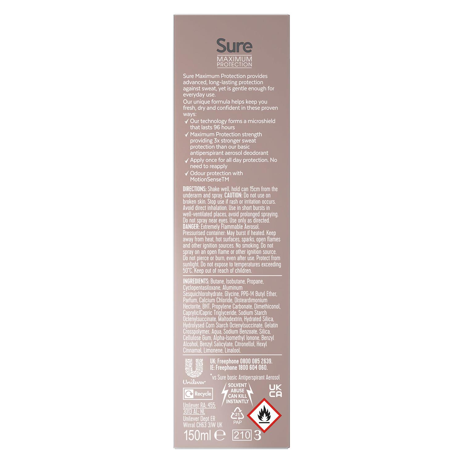 Sure Women Anti-Perspirant 96H Maximum Protection Deo 150ml, Select Scent & Pack - Picture 102 of 200