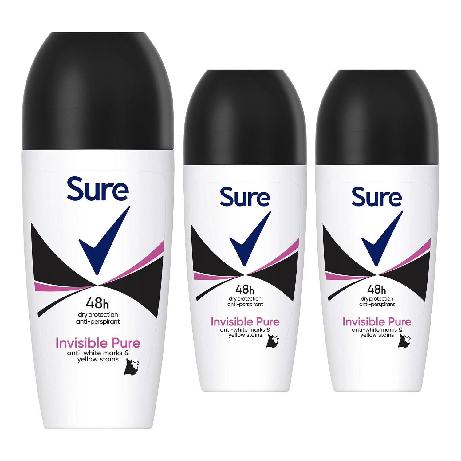 Sure Women Roll On 48 Hours Protection Anti-Perspirant Deodorant 50ml, 3 Pack - Picture 34 of 34