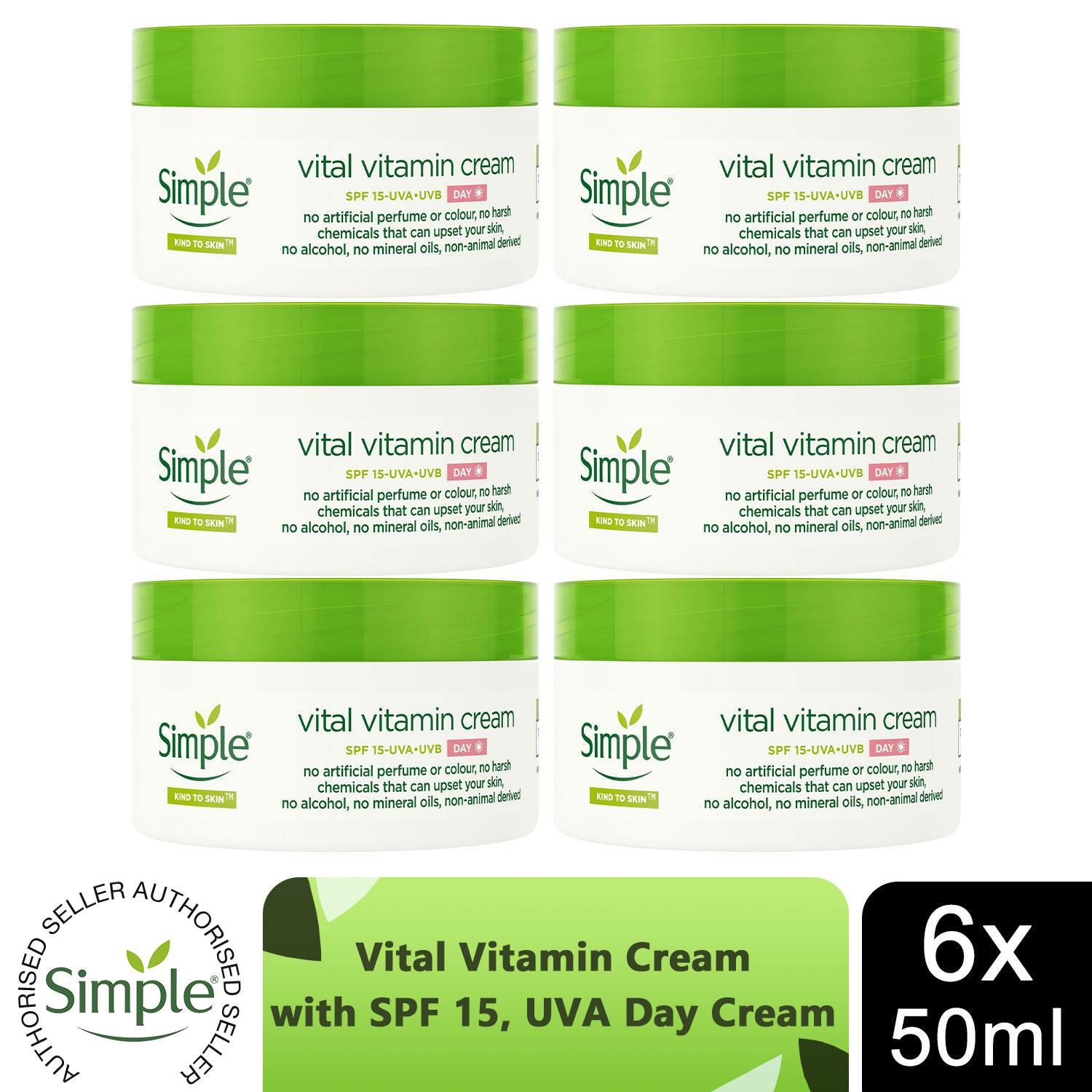 Simple Kind To Skin Face Cream 50ml Day SPF15 Or Night Hydrating Moisturiser