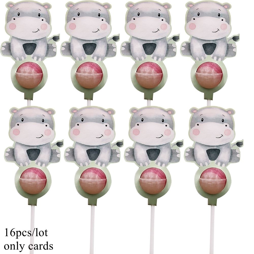 Tissy 16PCS Wild Animal Lollipop Cards for Jungle Safari Parties - Picture 3 of 10