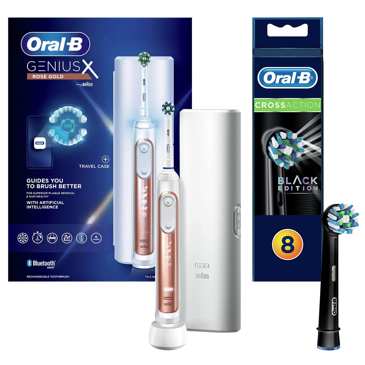 Oral-B GeniusX Wiederaufladbare Elektrische Zahnbürste mit Nachfüllköpfen & Reiseetui - Bild 30 von 62