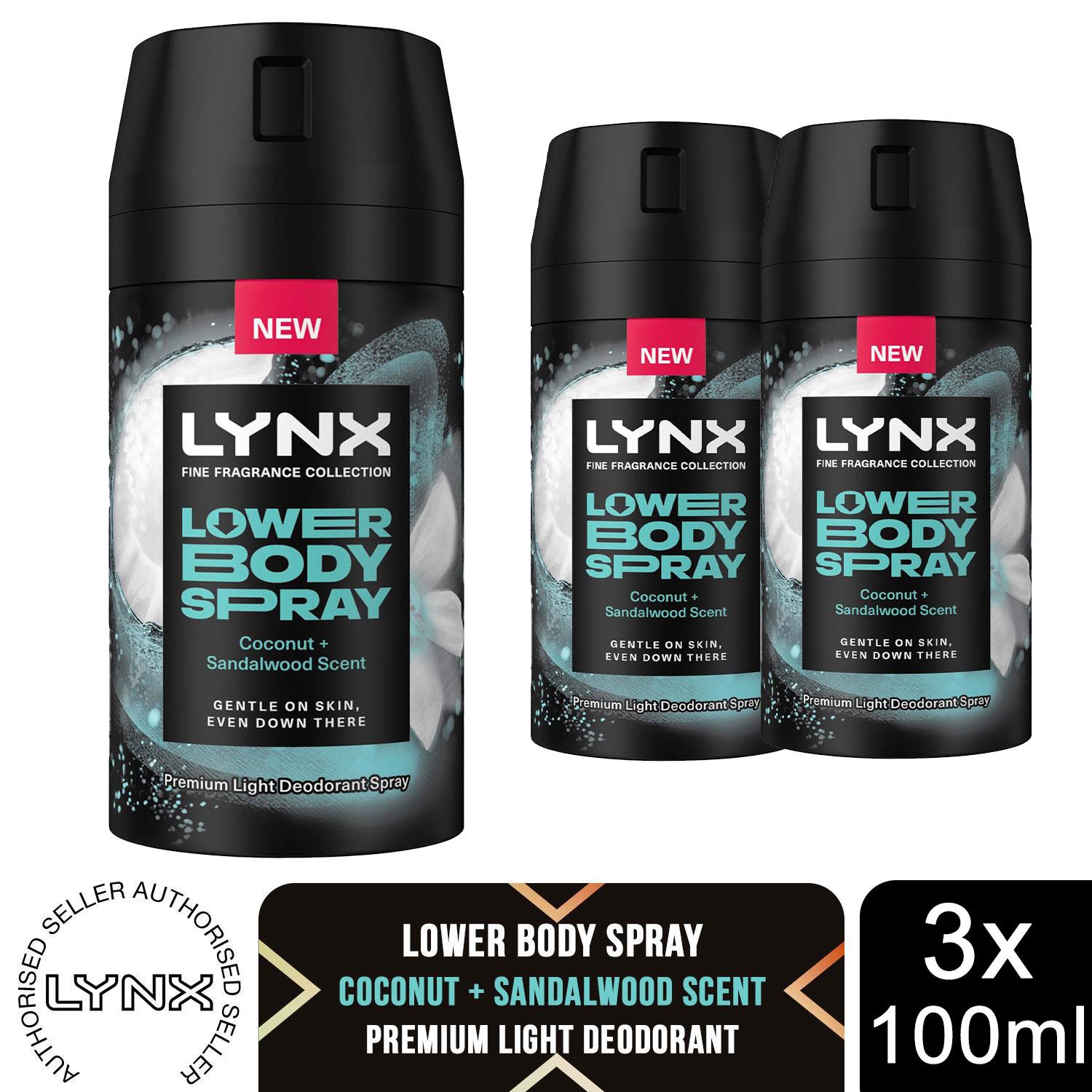 Lynx Lower Body Spray Coconut + Sandalwood & Pear + Cedarwood 100ml, 3 Pack - Picture 5 of 24