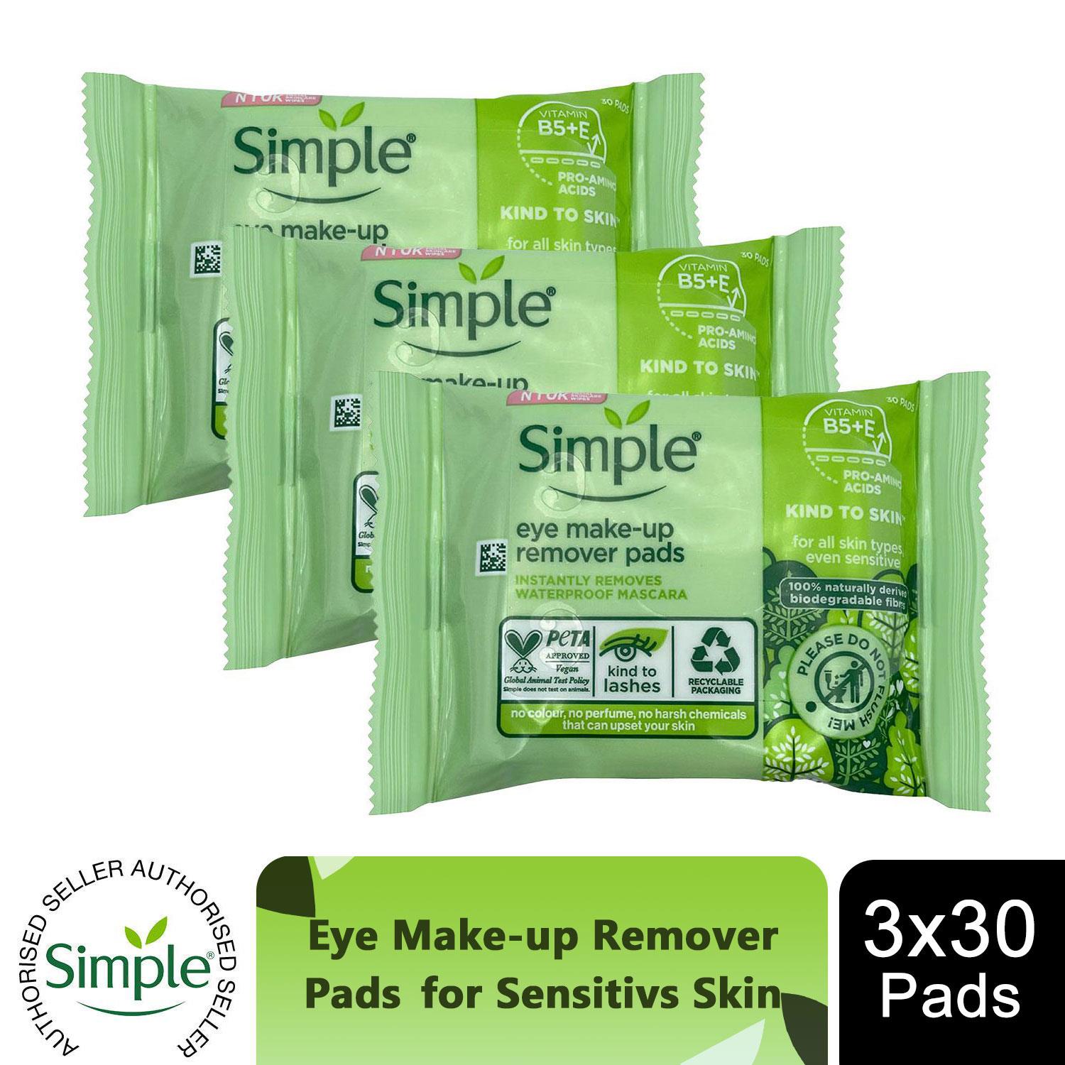 3x 30 Pads Simple Kind to Skin or Micellar Water Boost Eye Make-up Remover Pads - Picture 12 of 20