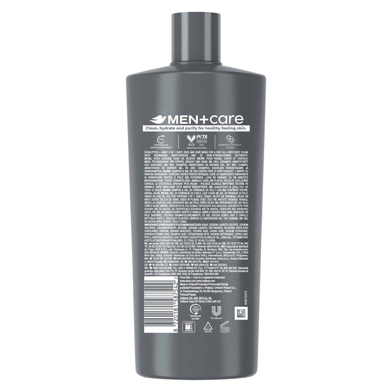 Dove Men+Care 3-in-1 Haar-, Gesichts- und Körperwaschmittel Eukalyptus + Minze, 700ml - Bild 33 von 49