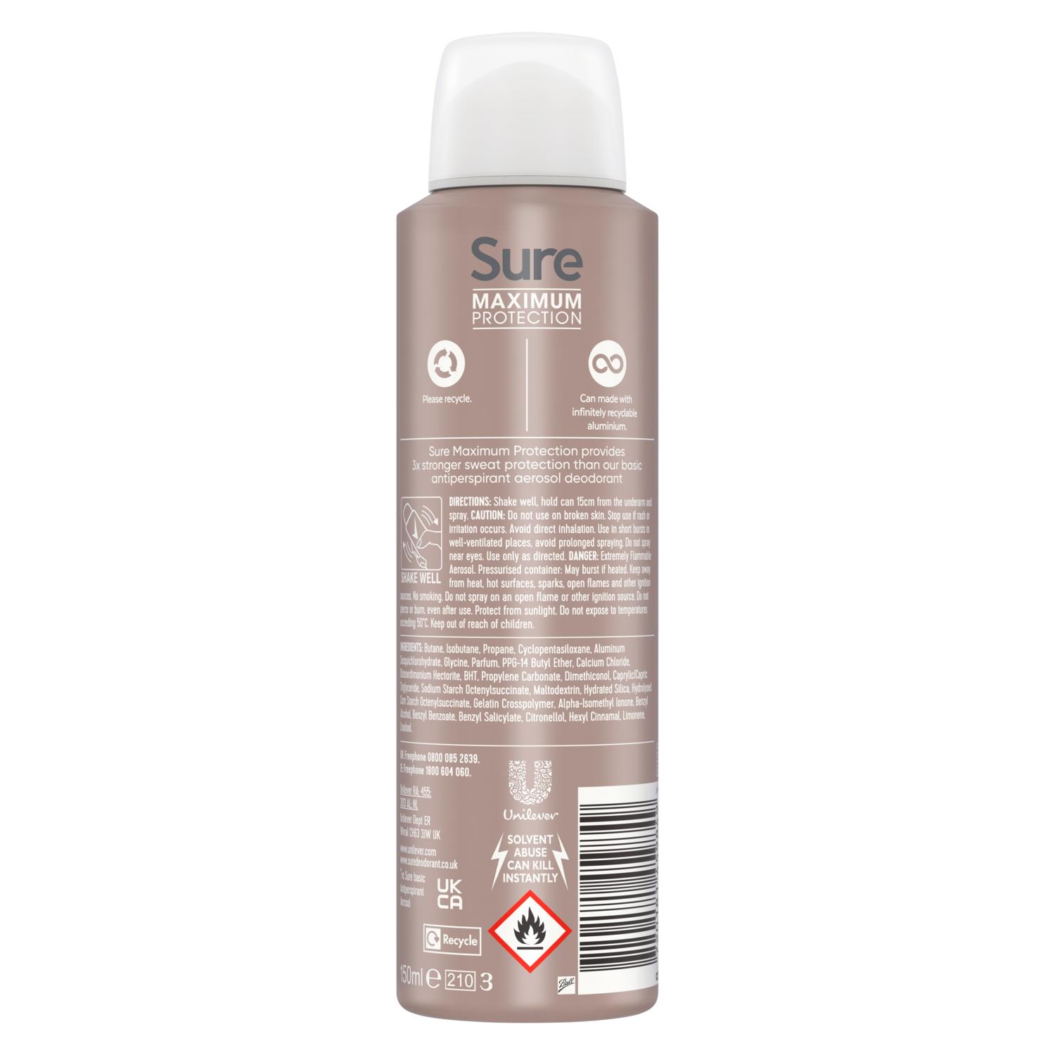 Sure Women Anti-Perspirant 96H Maximum Protection Deo 150ml, Select Scent & Pack - Picture 30 of 200