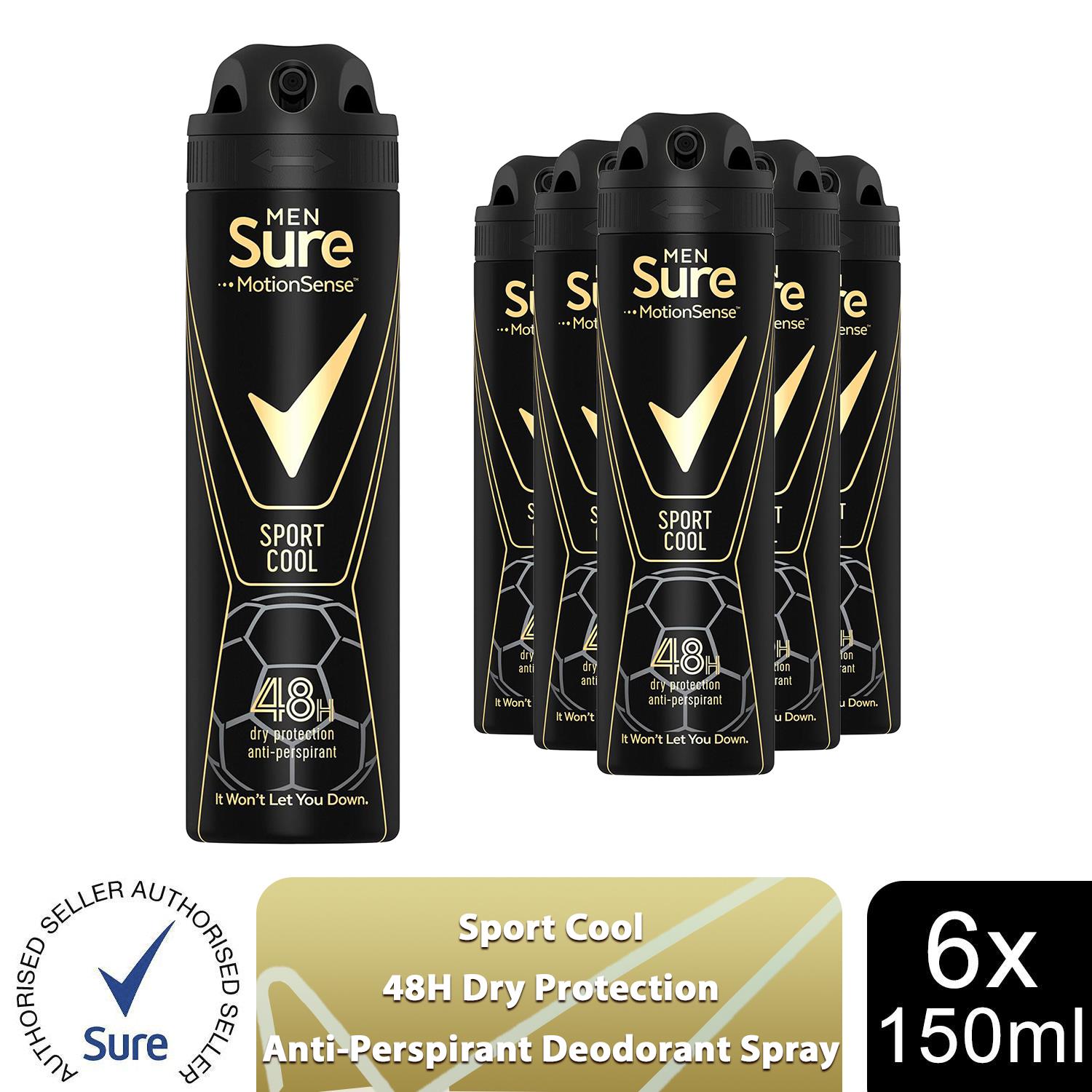 Sure Men Anti-Perspirant 48 Hour Protection Deodorant Spray, 6 Pack, 150ml - Picture 34 of 45