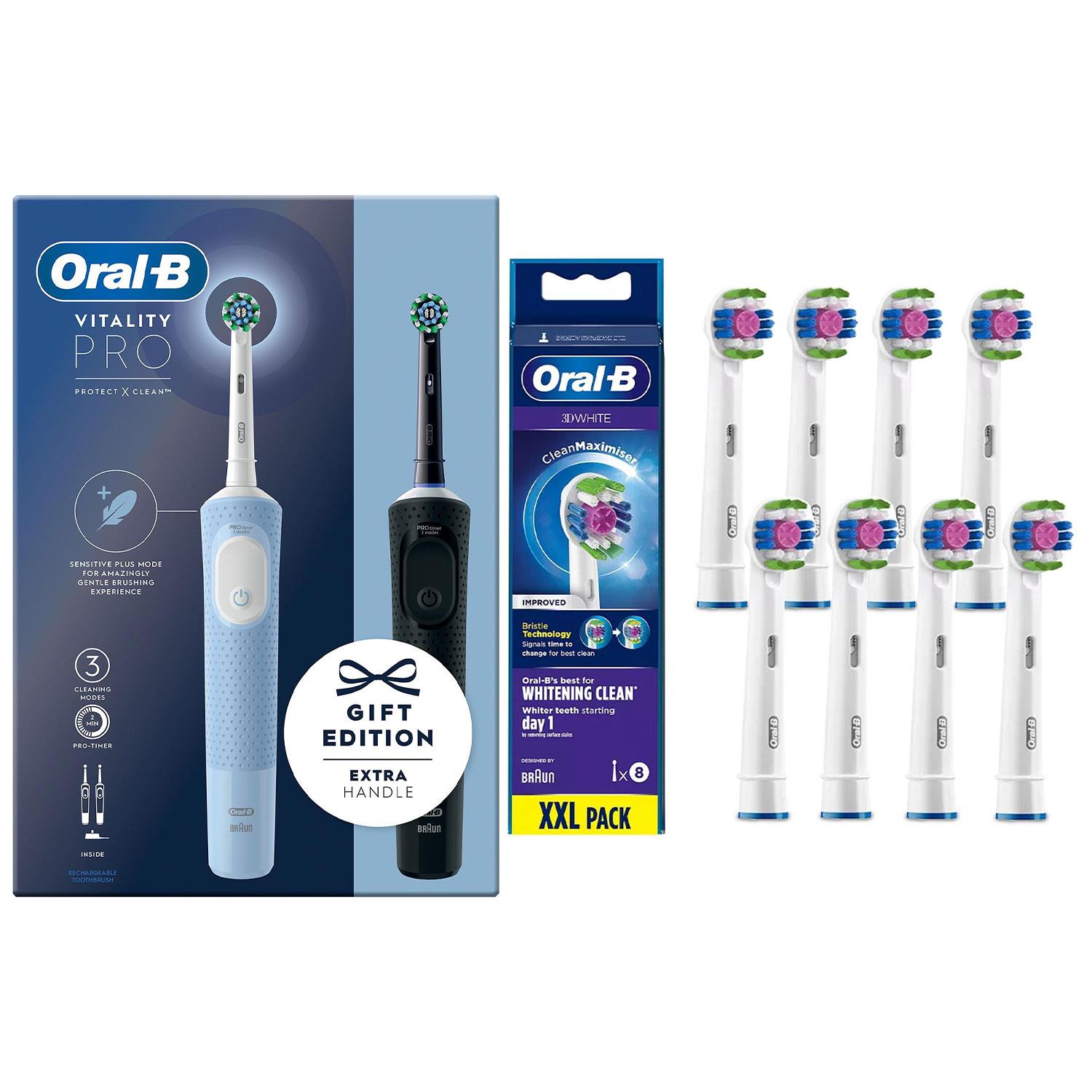 Oral-B Vitality Pro Duo Elektrische Zahnbürste Black & Lilac mit 8x Nachfüllköpfen - Bild 24 von 24
