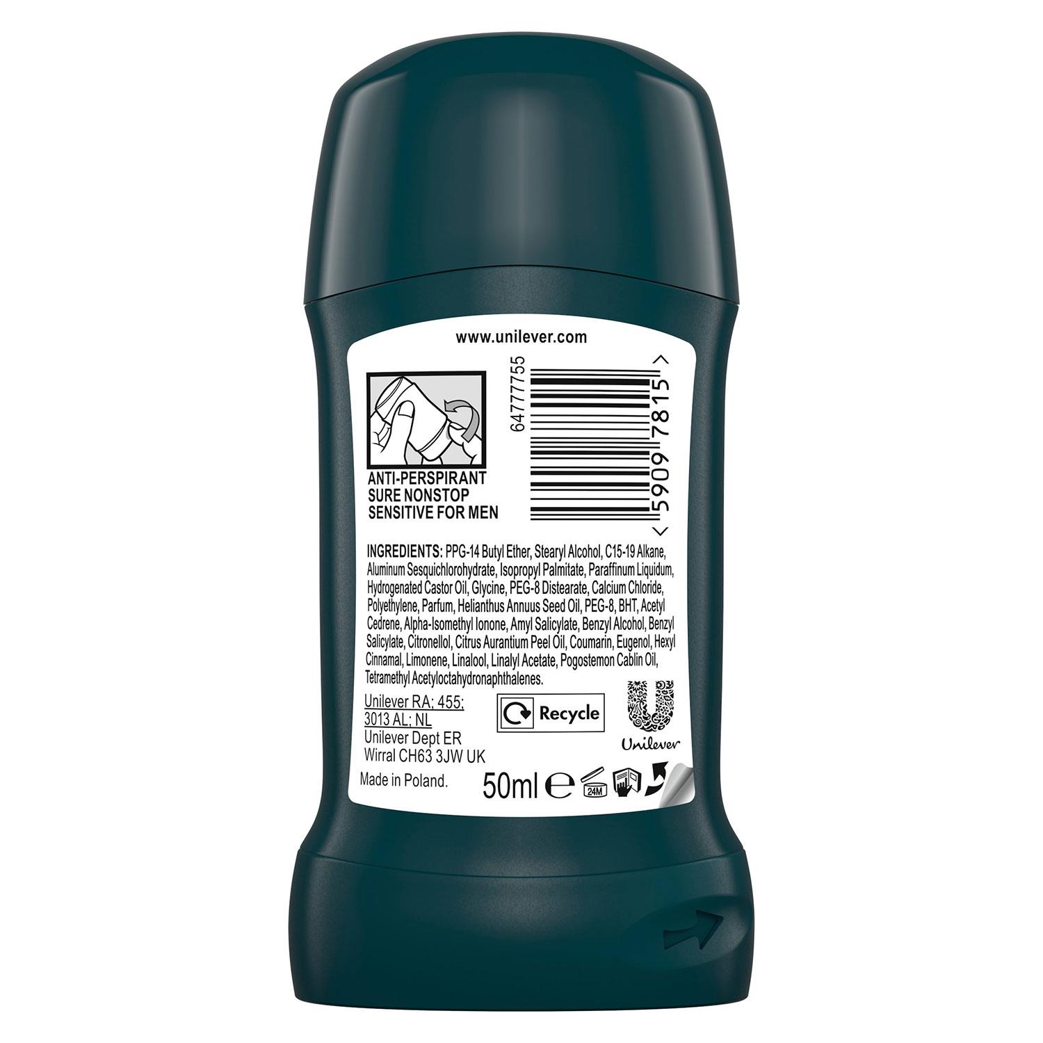 Sure Men AntiPerspirant Deodorant Stick Sensitive 72H Nonstop Protection, 50ml - Picture 62 of 98
