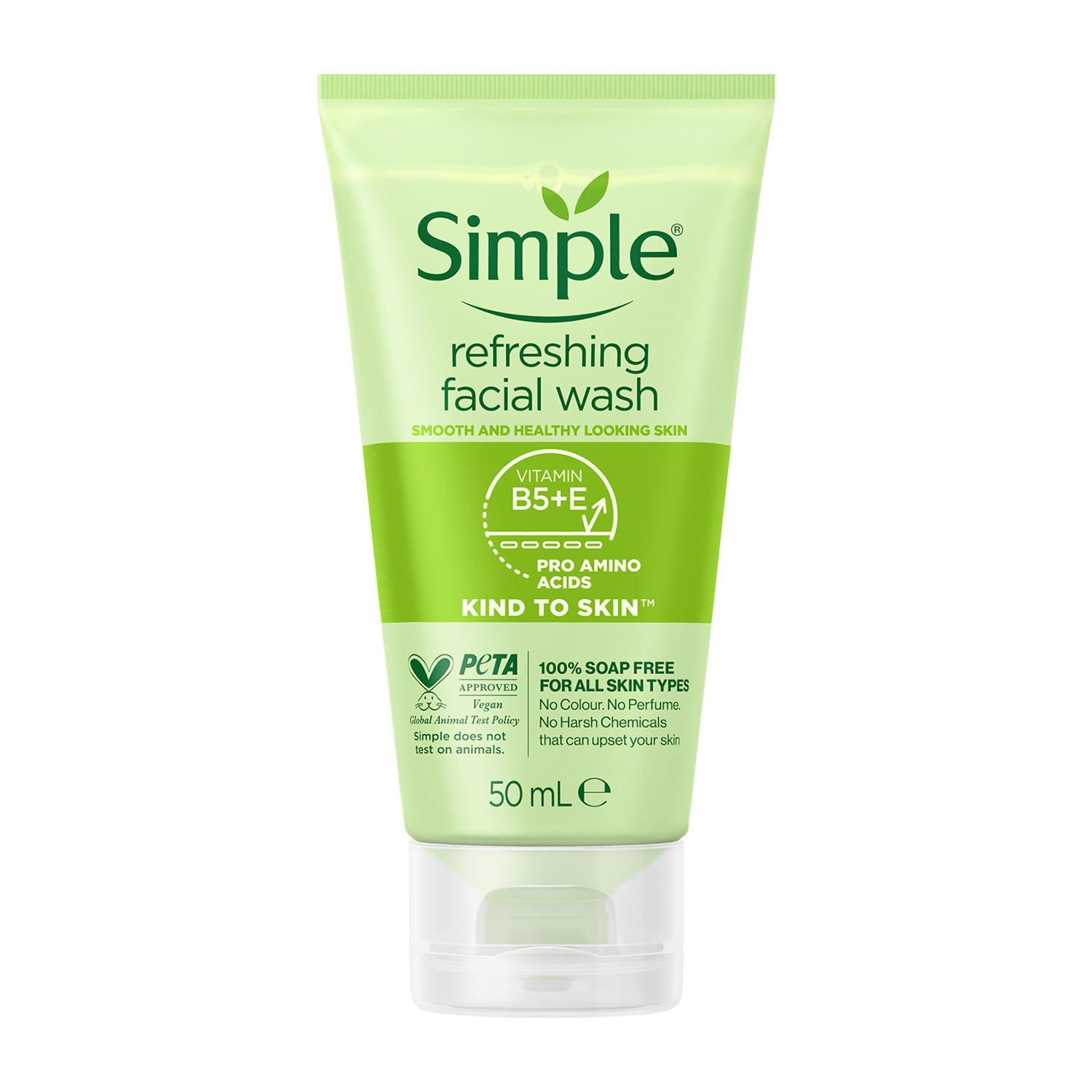 6 x 50ml Simple Kind to Skin Soap Free Refreshing Facial Gel Wash - Picture 19 of 20