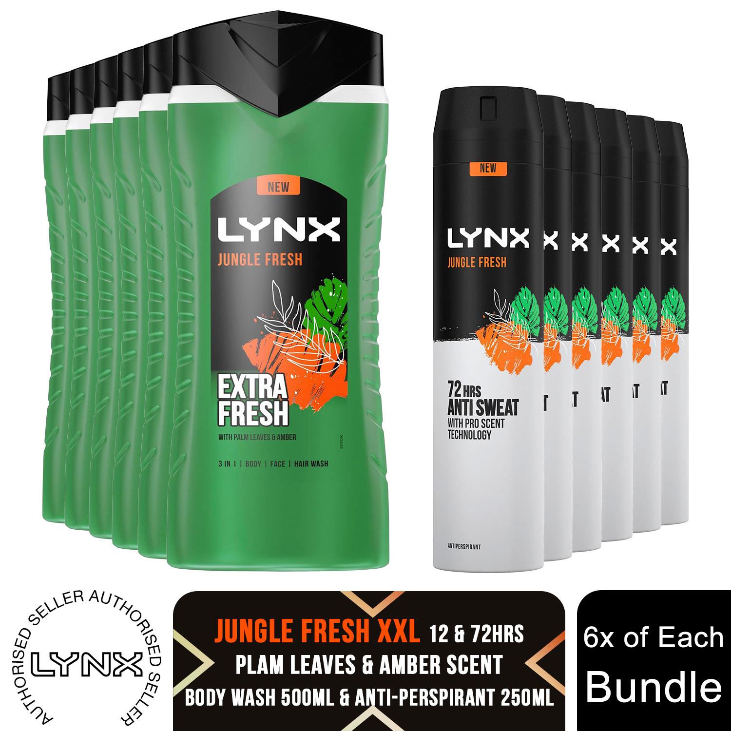 Lynx 12H Erfrischendes Duschgel 500 ml & 72H Fresh Antitranspirant 250ml, je 6x - Bild 43 von 46